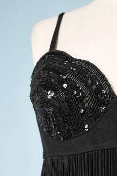 Black dress with sequins, beads  and fringes Douce France