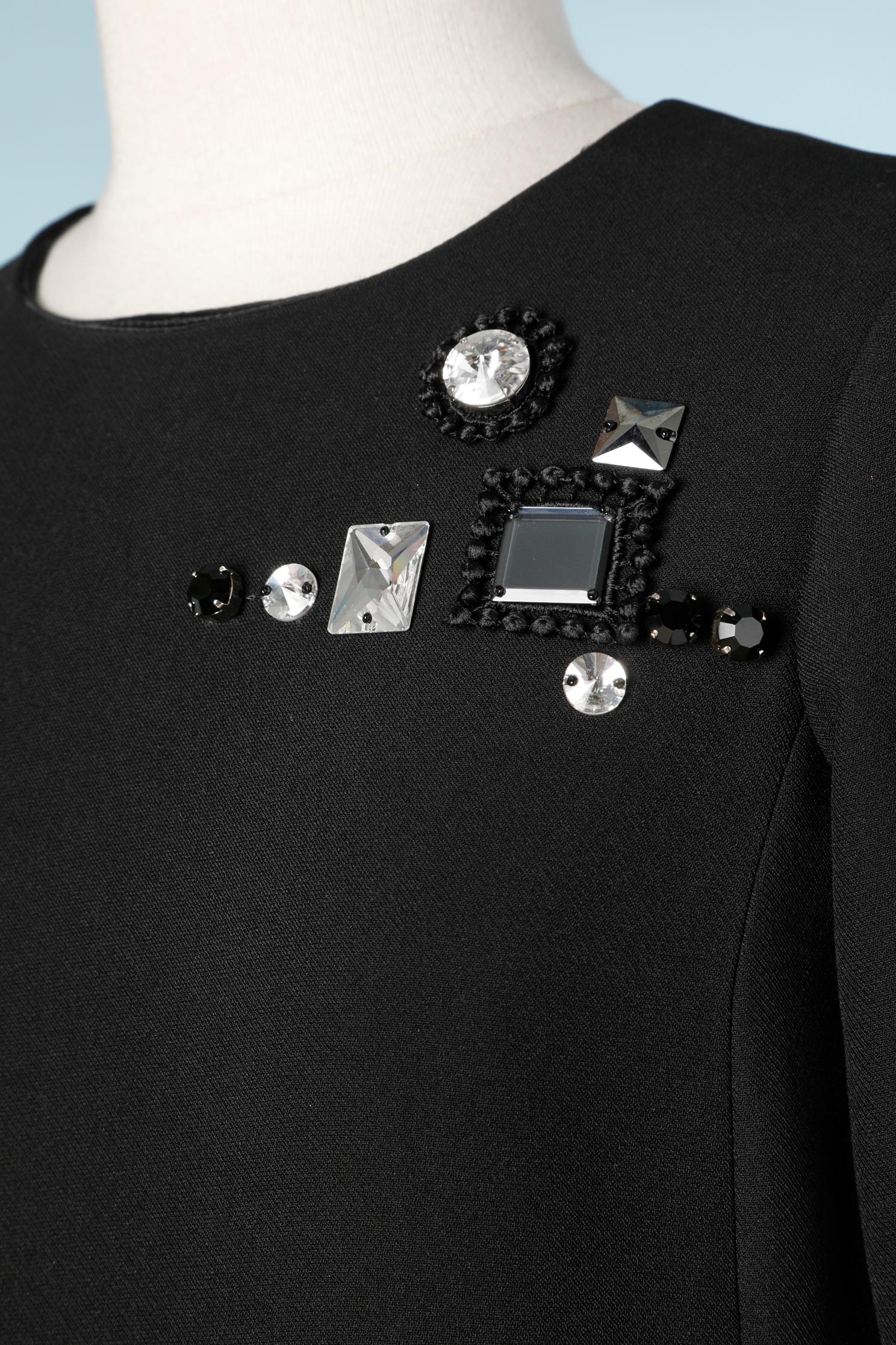 Black dress with Swarovski Rhinestone and passementerie Marc Jacob Resort 2016 For Sale 1