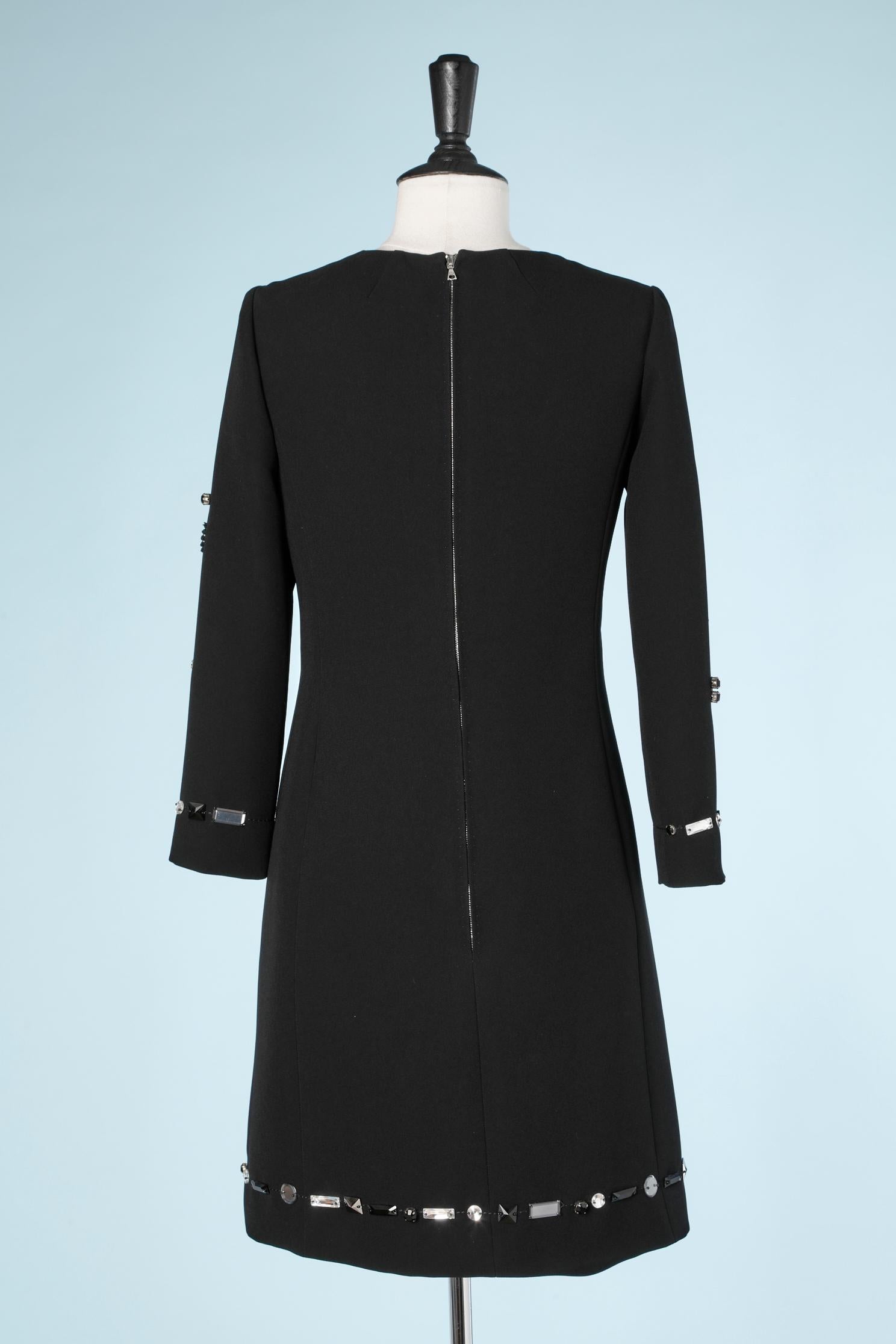 Black dress with Swarovski Rhinestone and passementerie Marc Jacob Resort 2016 For Sale 3