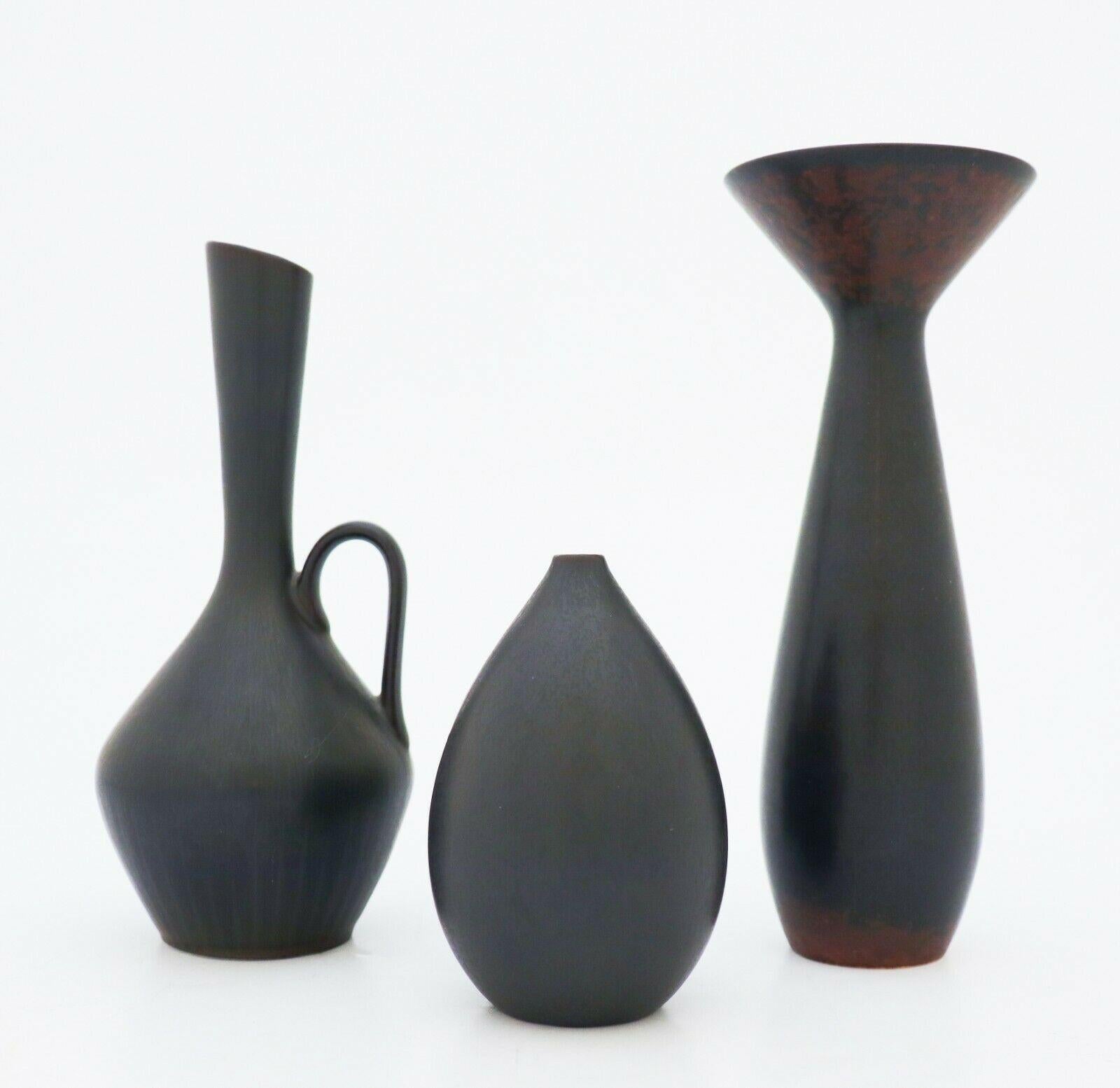 20th Century Black Drip-Shaped Ceramic Vase Carl-Harry Stålhane Rörstrand, Midcentury Vintage For Sale