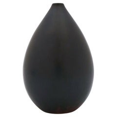 Black Drip-Shaped Ceramic Vase Carl-Harry Stålhane Rörstrand, Midcentury Vintage