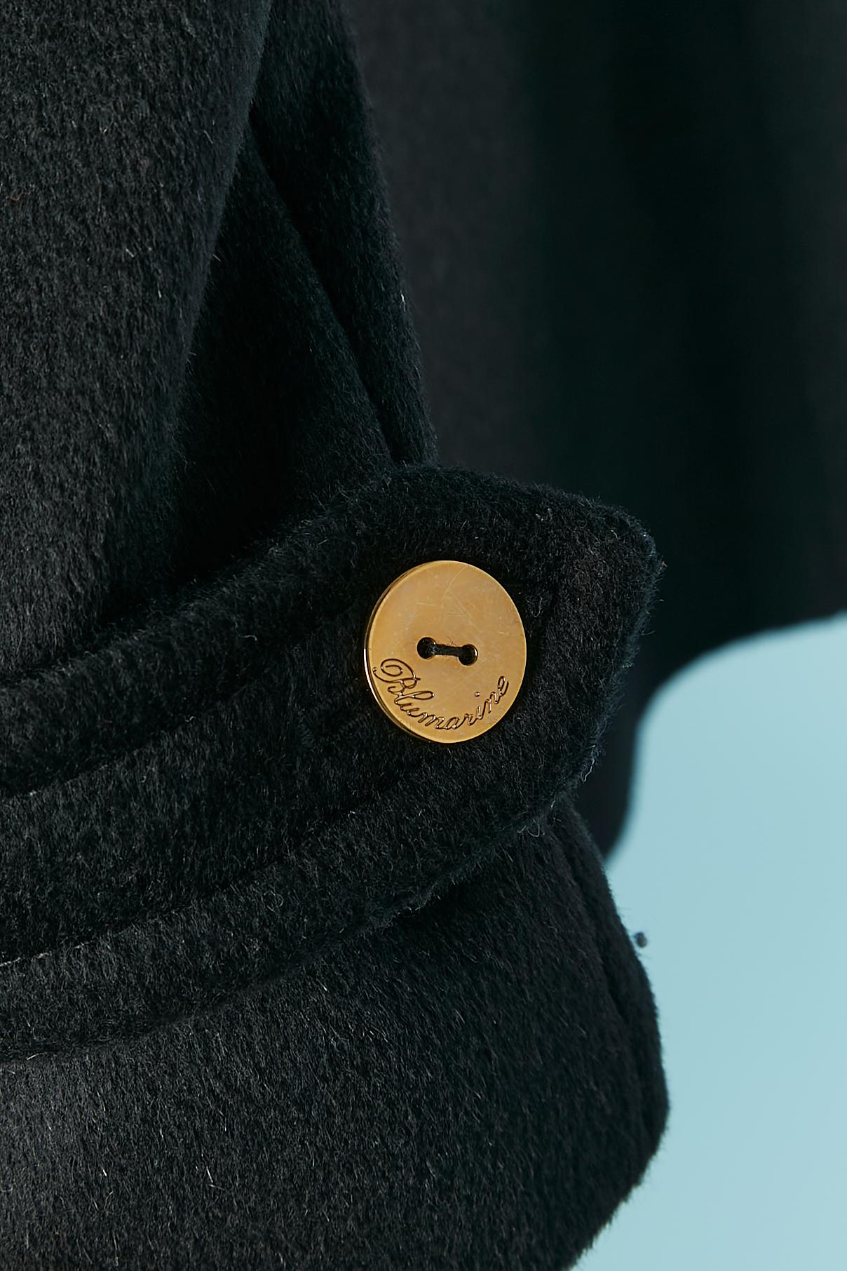 Black duffle-coat with hood with fur edge BLUMARINE For Sale 2