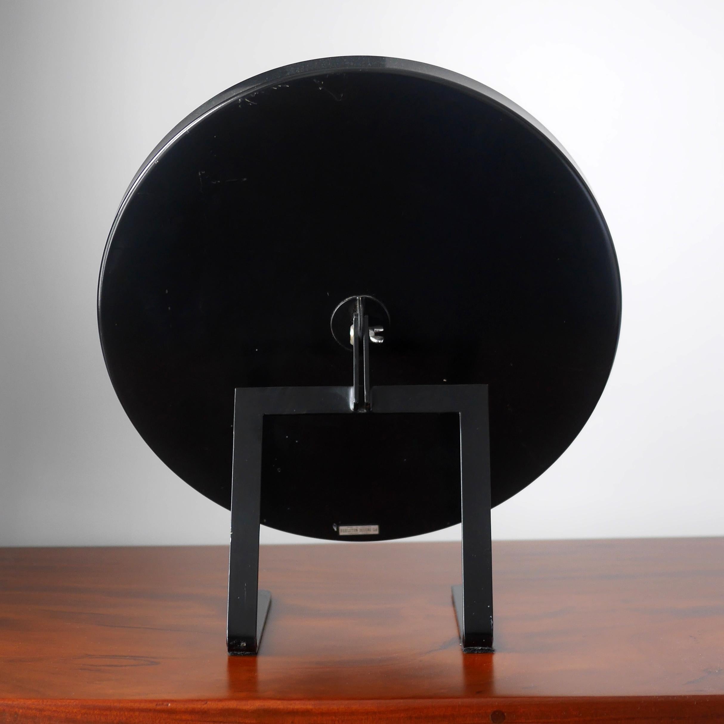 Mid-Century Modern Black Durlston Circular Vanity Mirror, circa 1968 For Sale