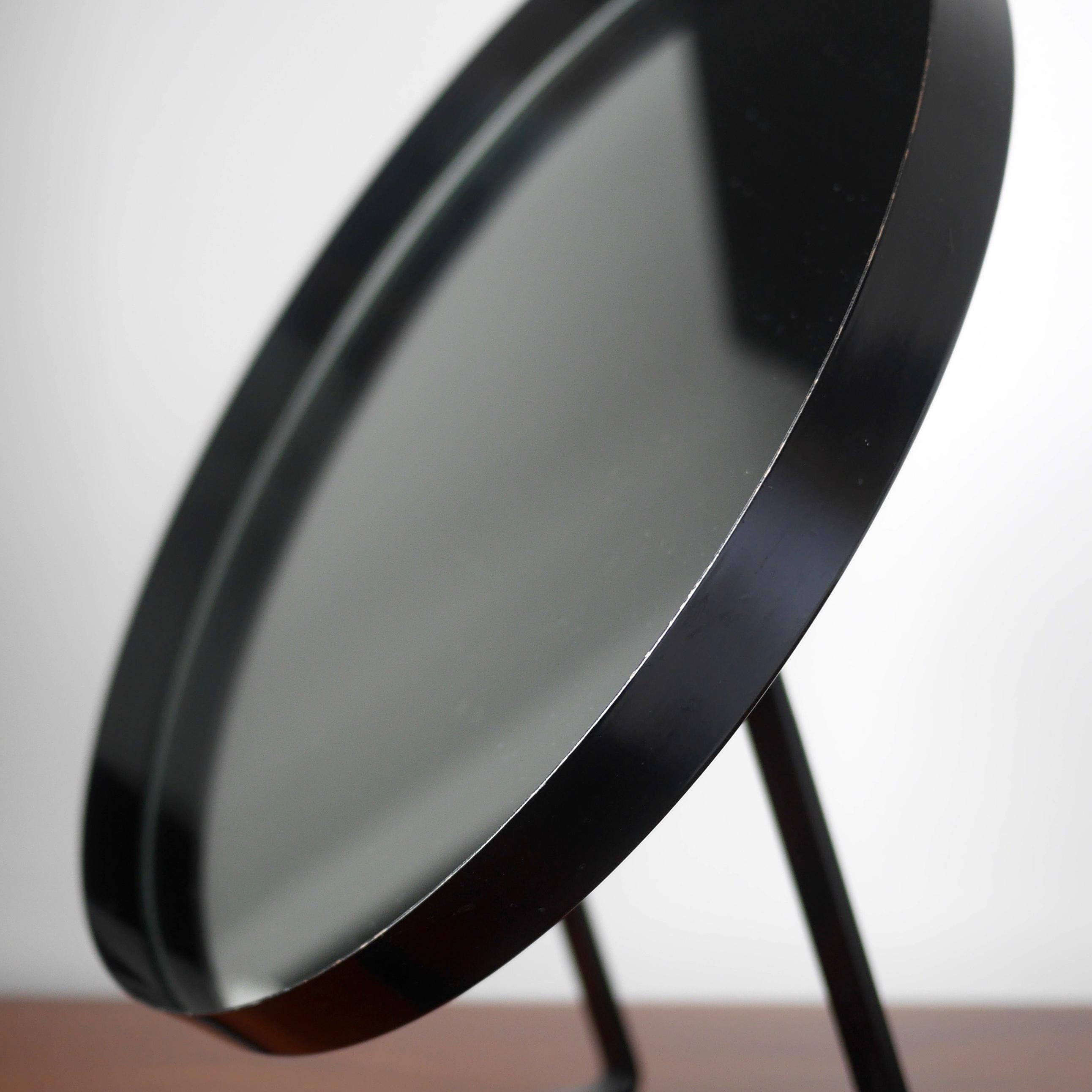 Black Durlston Circular Vanity Mirror, circa 1968 In Good Condition For Sale In Derby, Derbyshire