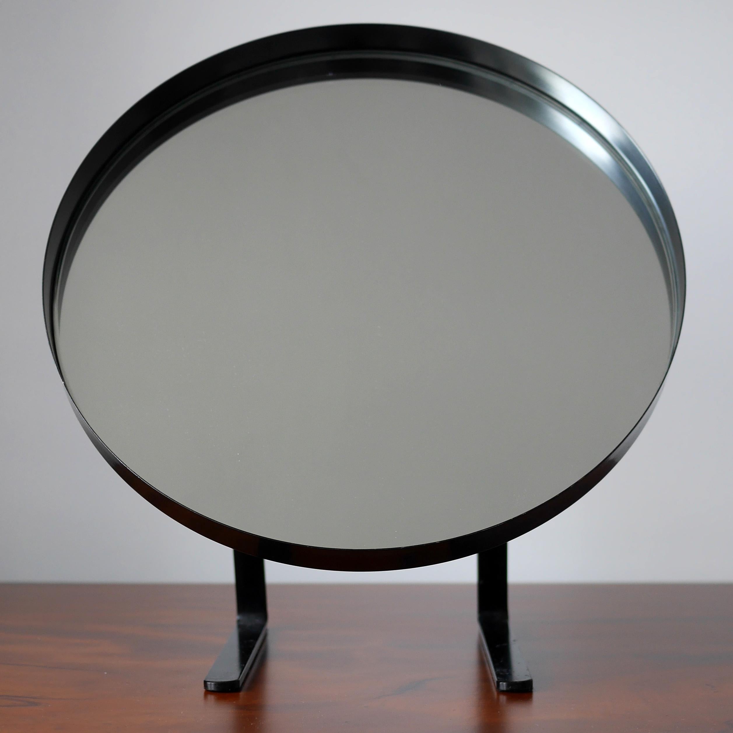 Mid-20th Century Black Durlston Circular Vanity Mirror, circa 1968 For Sale