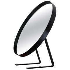 Vintage Black Durlston Circular Vanity Mirror, circa 1968