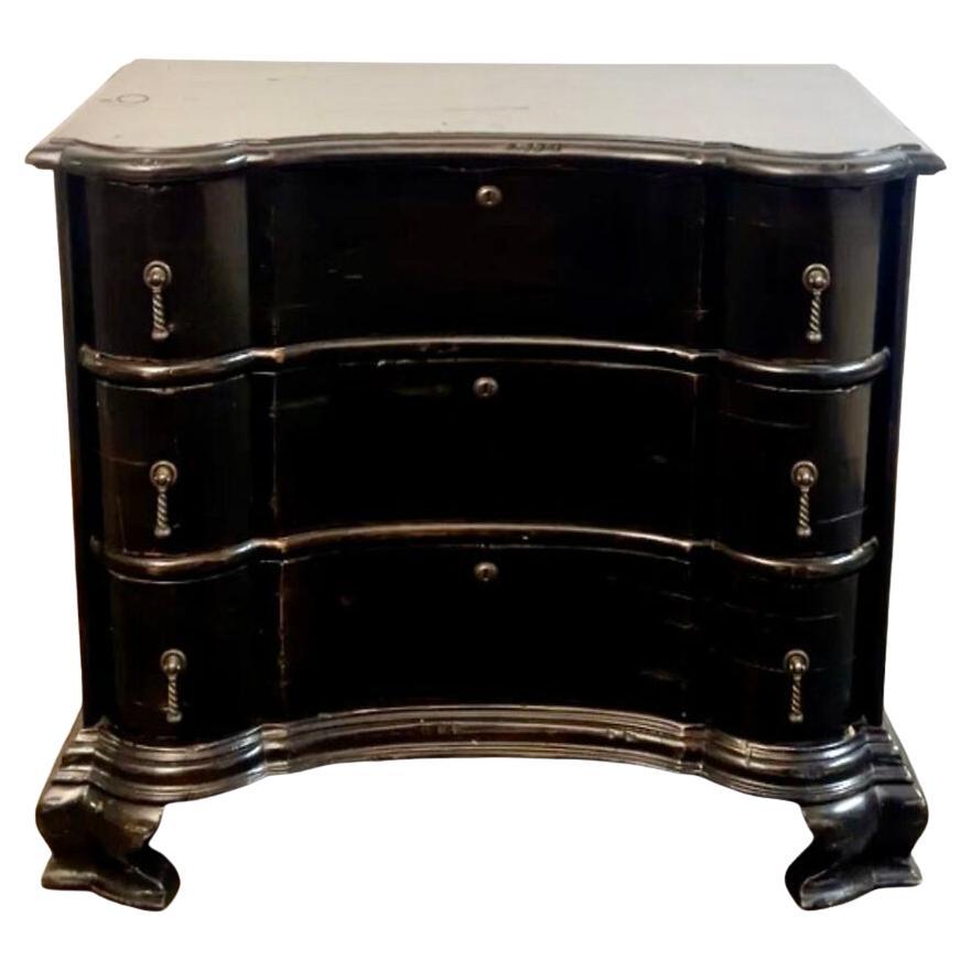 Black Dutch Style Chest of Drawers with Bronze Pulls