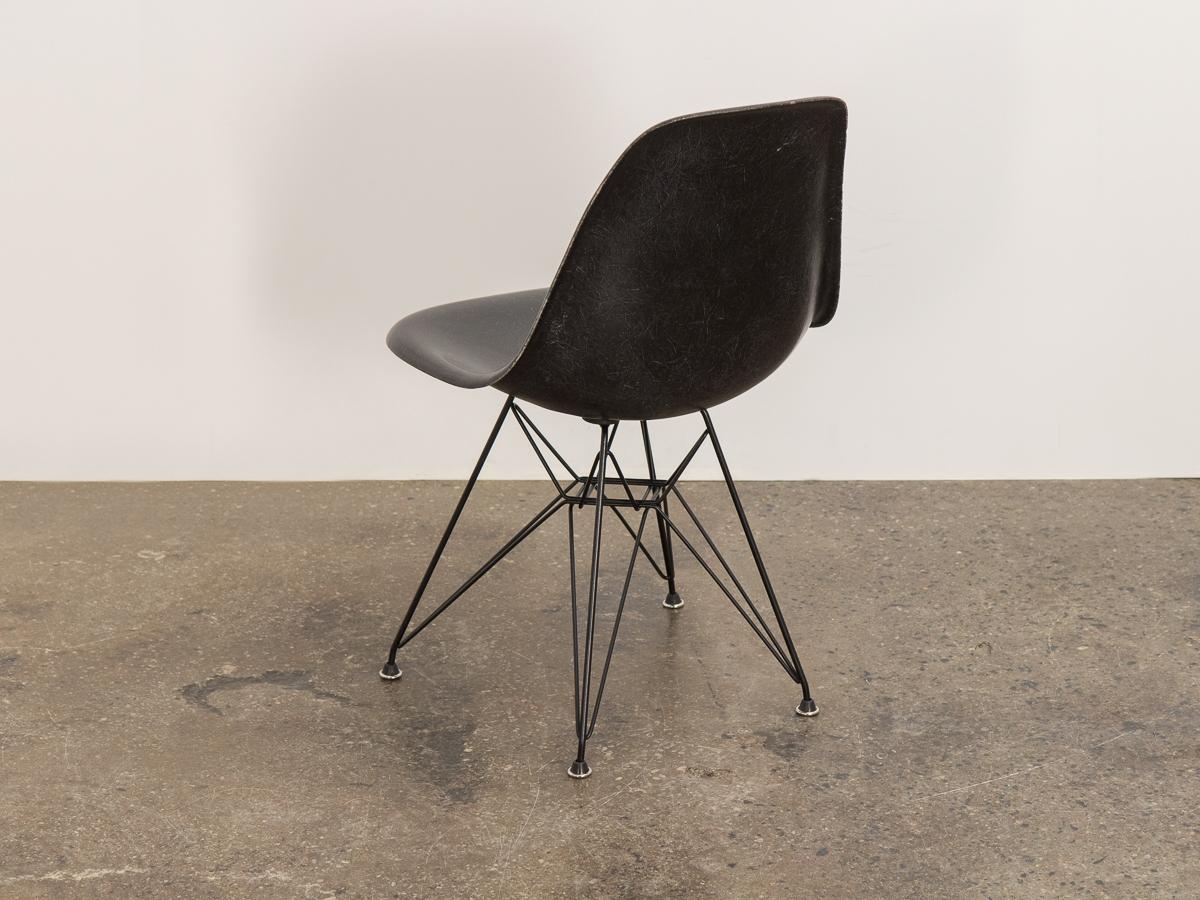 Mid-Century Modern Black Eames for Herman Miller Shell Chair on Eiffel Base