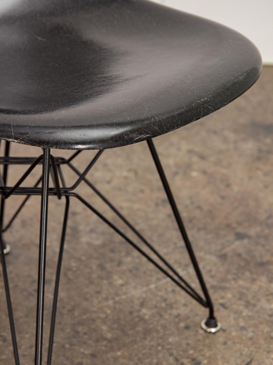 Fiberglass Black Eames for Herman Miller Shell Chair on Eiffel Base