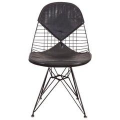 Vintage Black Eames Wire Chair with Bikini Cover on Eiffel Base