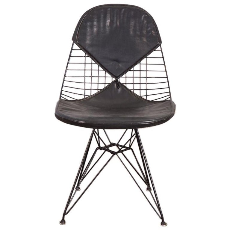 Black Eames Wire Chair with Bikini Cover on Eiffel Base For Sale at 1stDibs  | eames wire chair bikini, eames bikini chair covers, eames chair covers