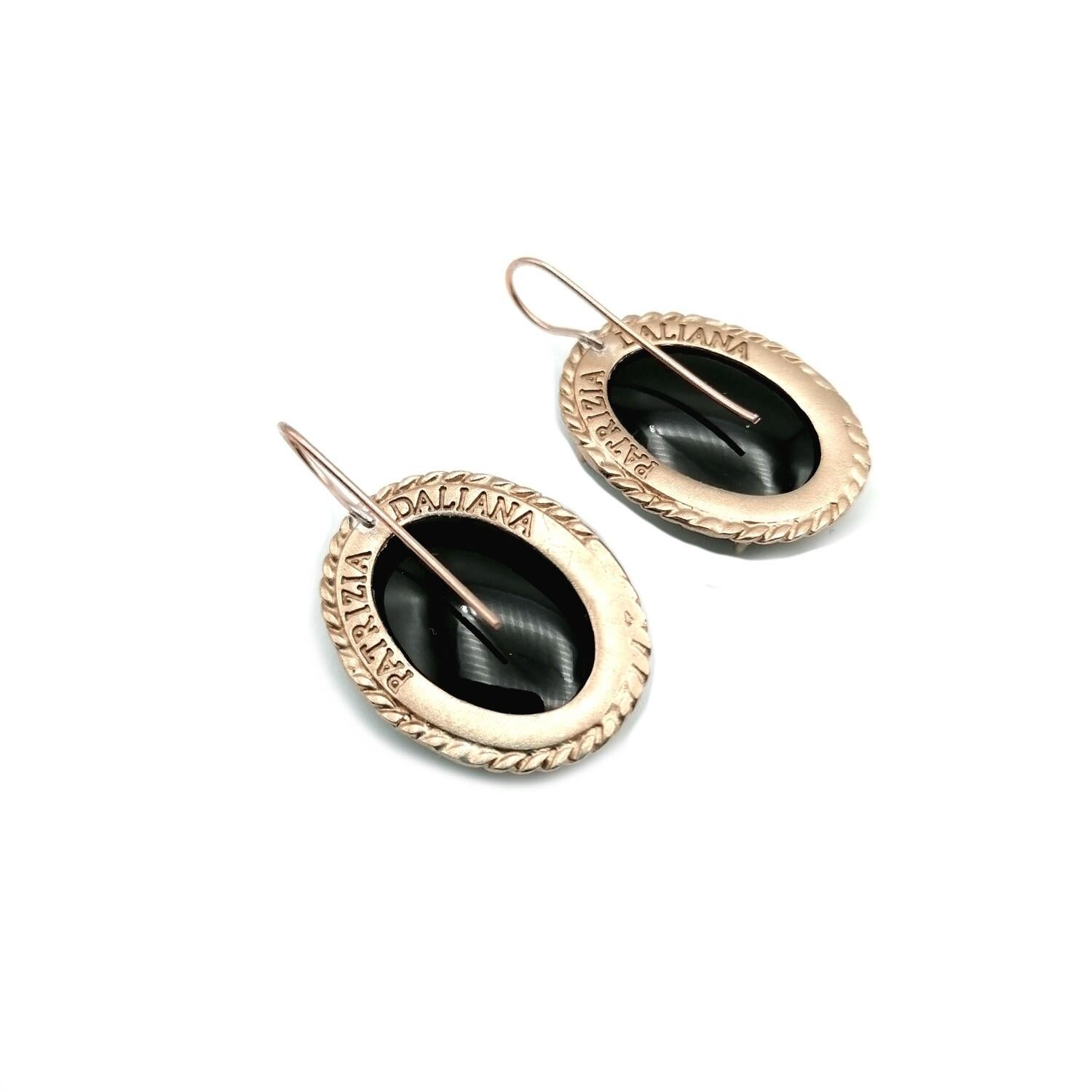 Black Earrings in Pure Bronze and Murano Glass, by Patrizia Daliana In New Condition For Sale In Firenze, FI