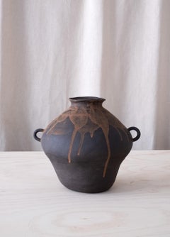 Handcrafted Rustic Brown Ceramic Vase, Unique Wild Clay Decoration