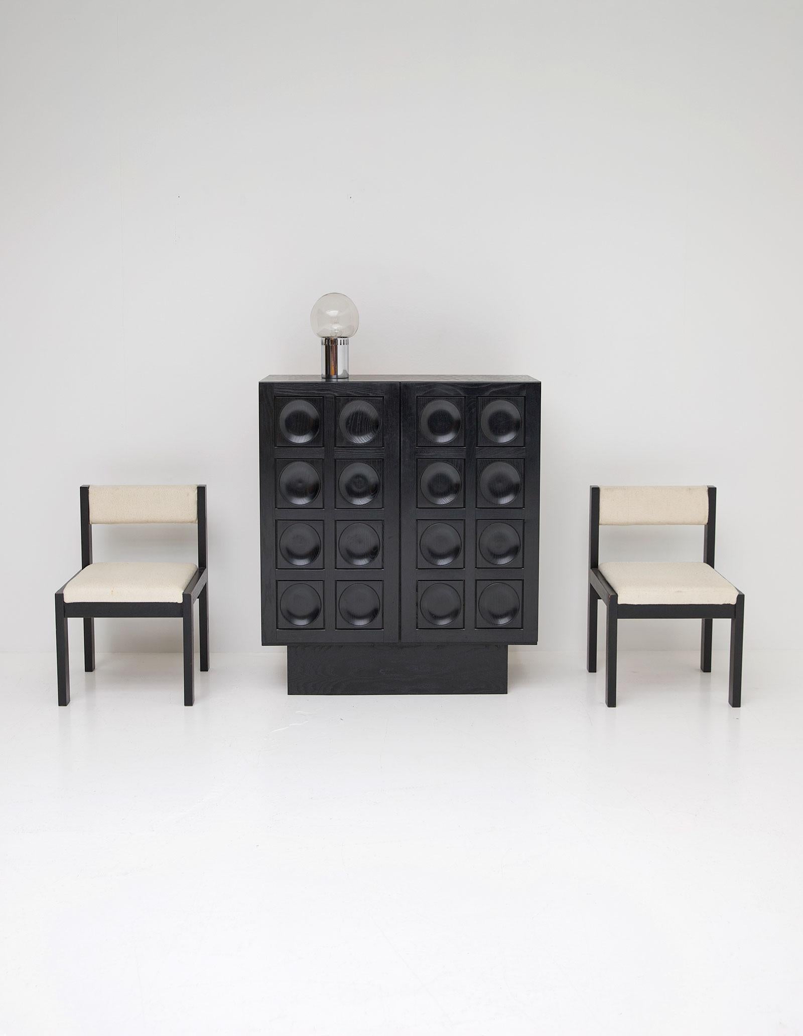 Belgian Black Ebonized Brutalist Bar Cabinet, 1970s