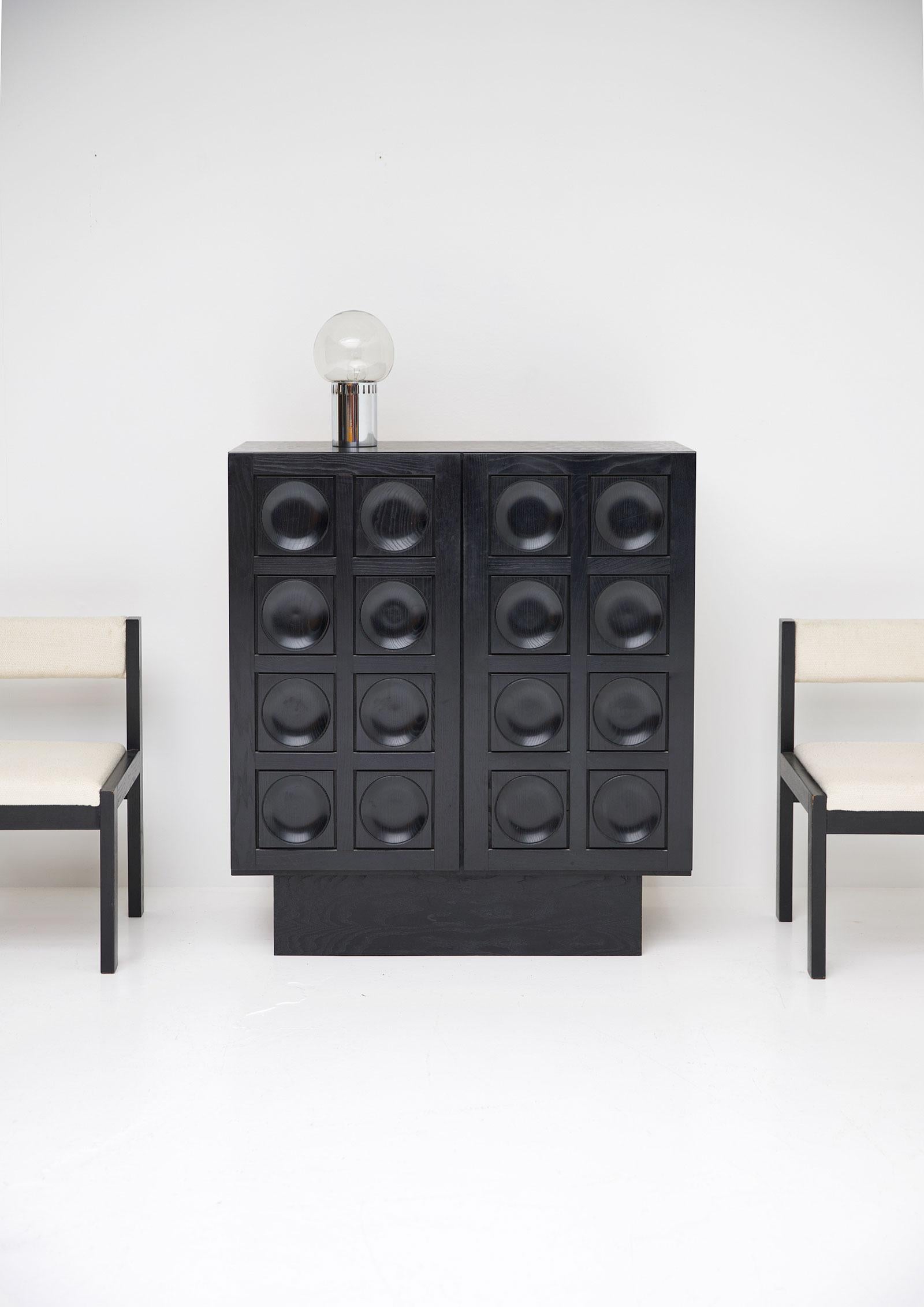 Black Ebonized Brutalist Bar Cabinet, 1970s In Good Condition In Antwerp, BE