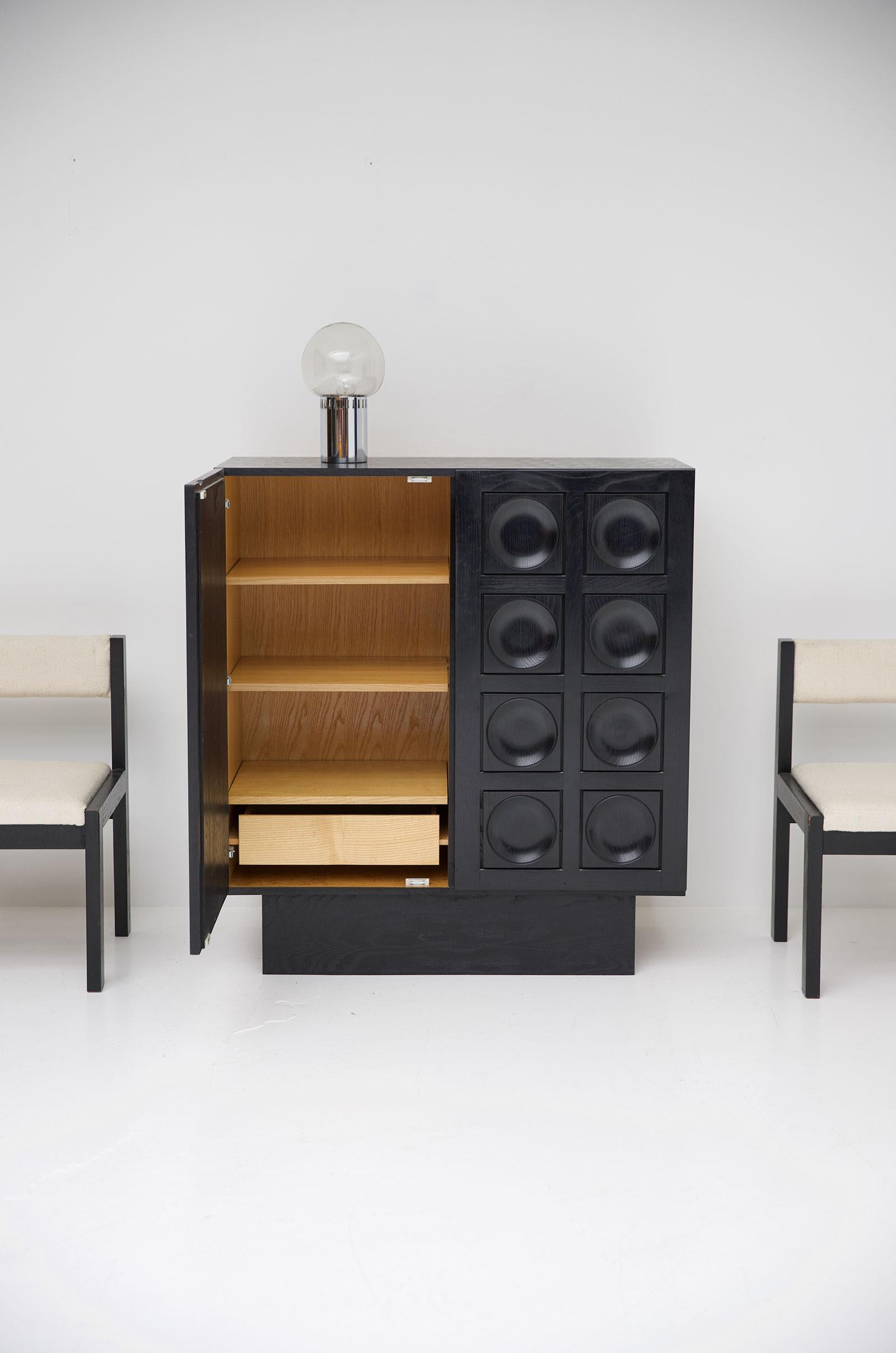 20th Century Black Ebonized Brutalist Bar Cabinet, 1970s