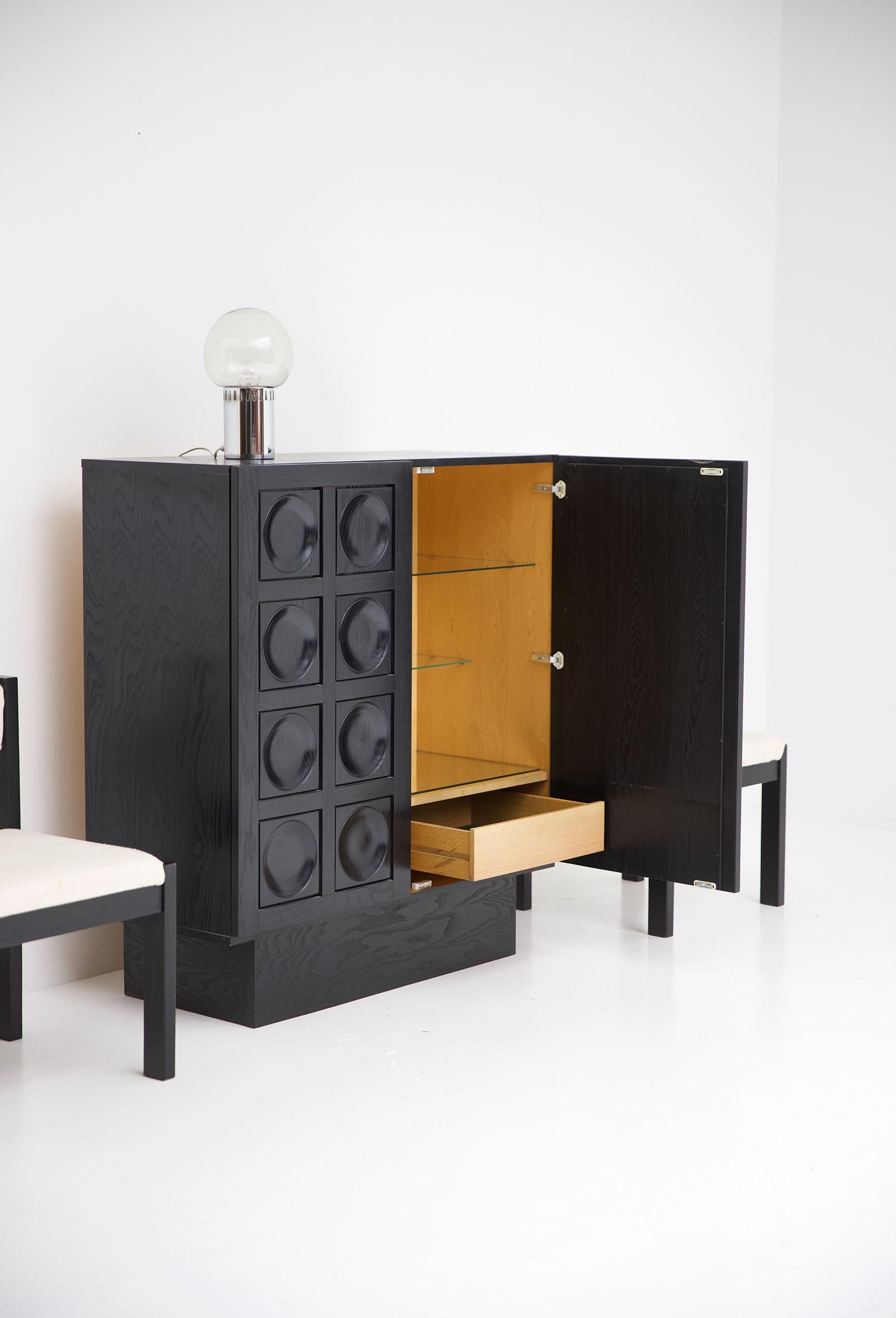 Black Ebonized Brutalist Bar Cabinet, 1970s 2