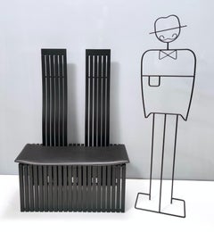 Black Ebonized Beech Bench with Back by Paolo Piva for BROSS, Italy, 1980s