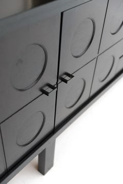 Black ebonized brutalist sideboard from the 1970s, Belgium