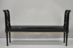 Black Ebonized French Regency Style X-Frame Narrow Window Bed Bench after Jansen