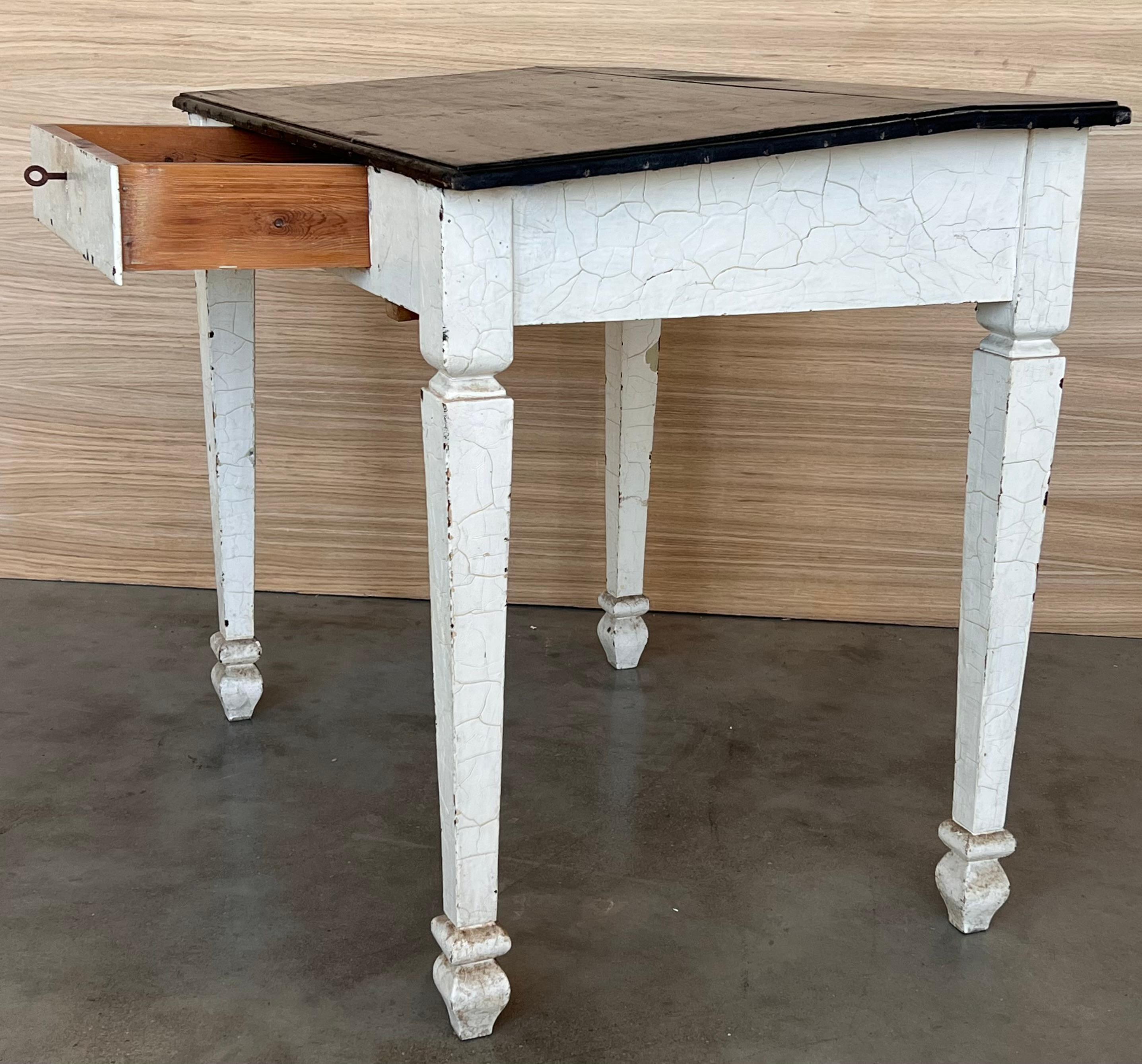 Black Ebonized Wood “Architect Desk” Table with drawer, France For Sale 3