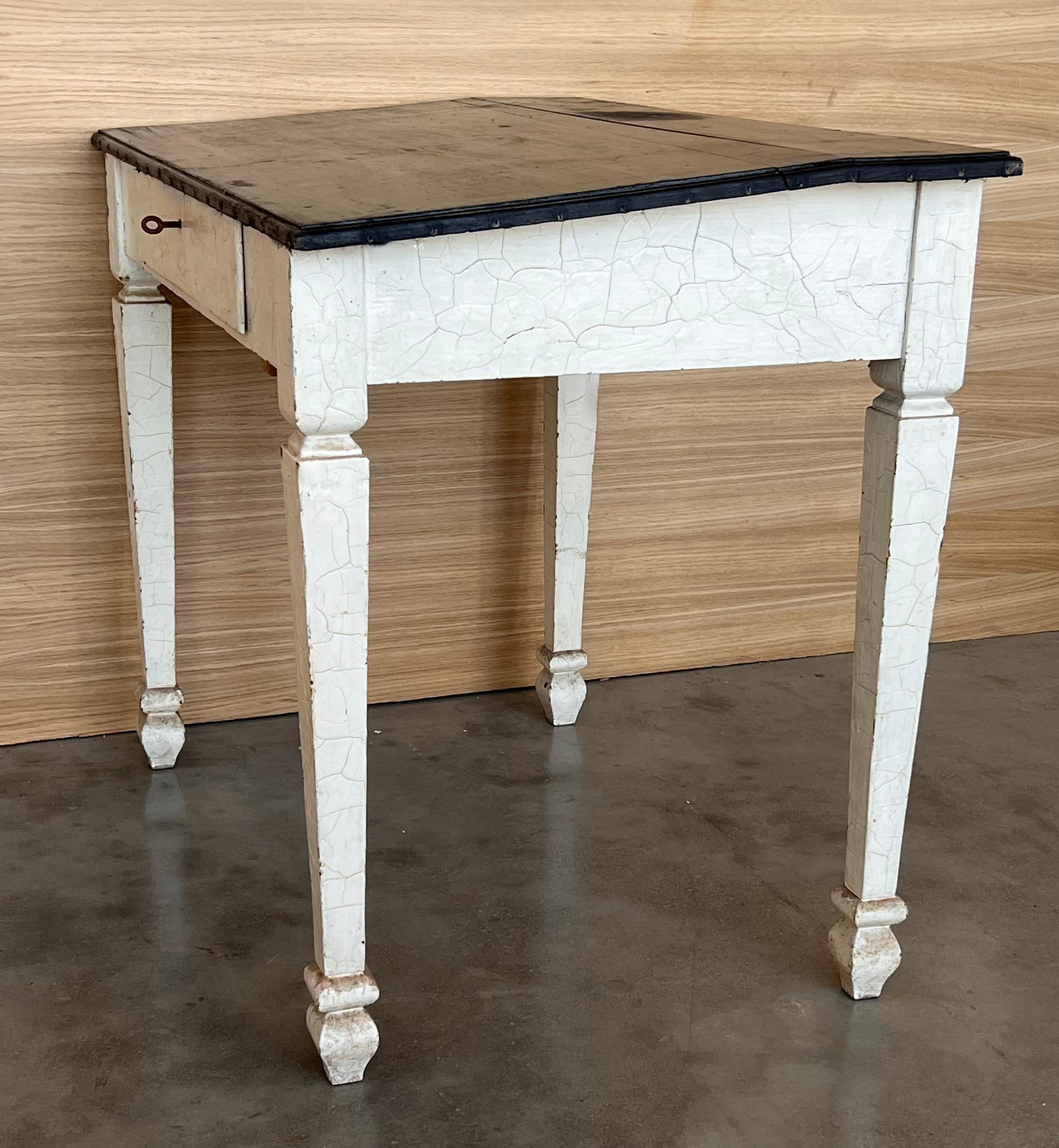 20th Century Black Ebonized Wood “Architect Desk” Table with drawer, France For Sale