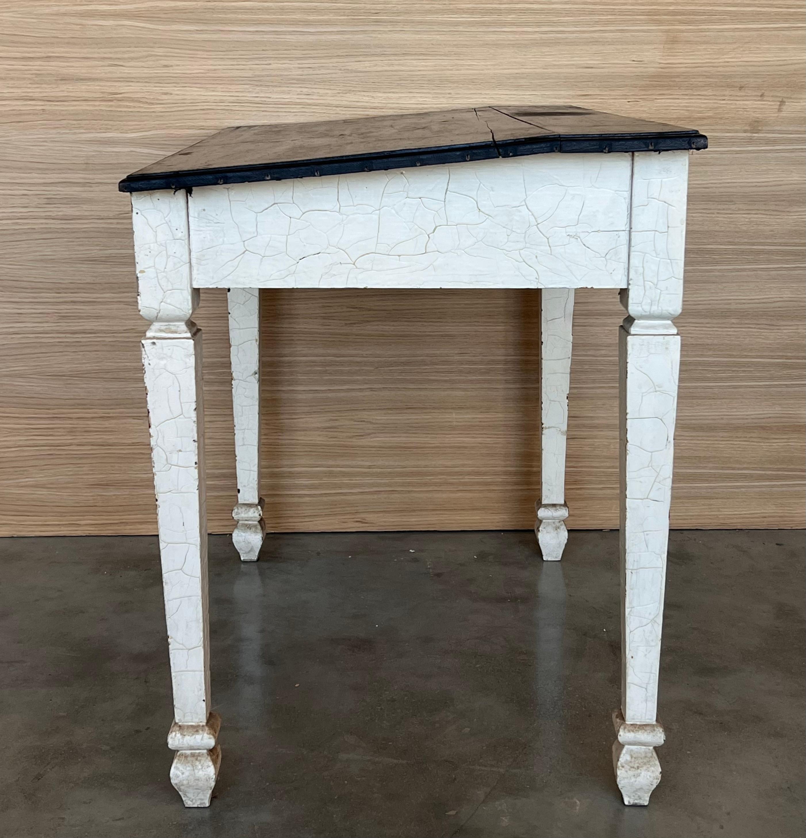 Pine Black Ebonized Wood “Architect Desk” Table with drawer, France For Sale