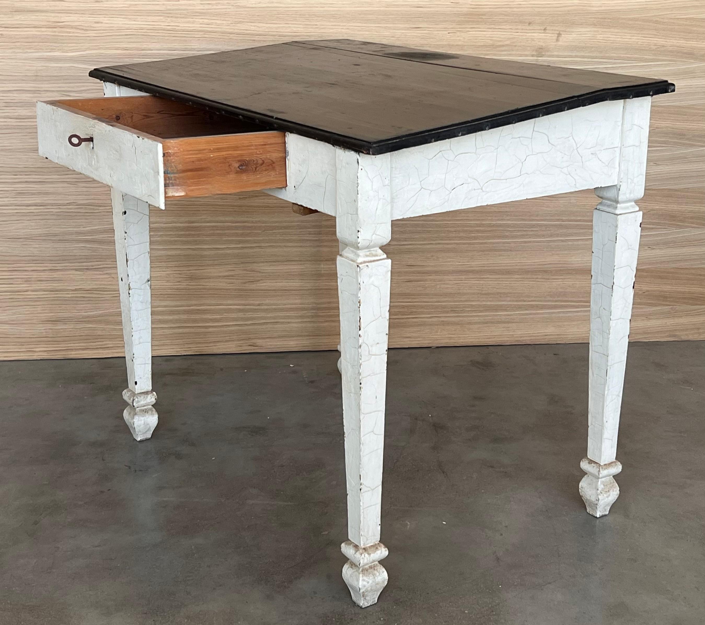 Black Ebonized Wood “Architect Desk” Table with drawer, France For Sale 2