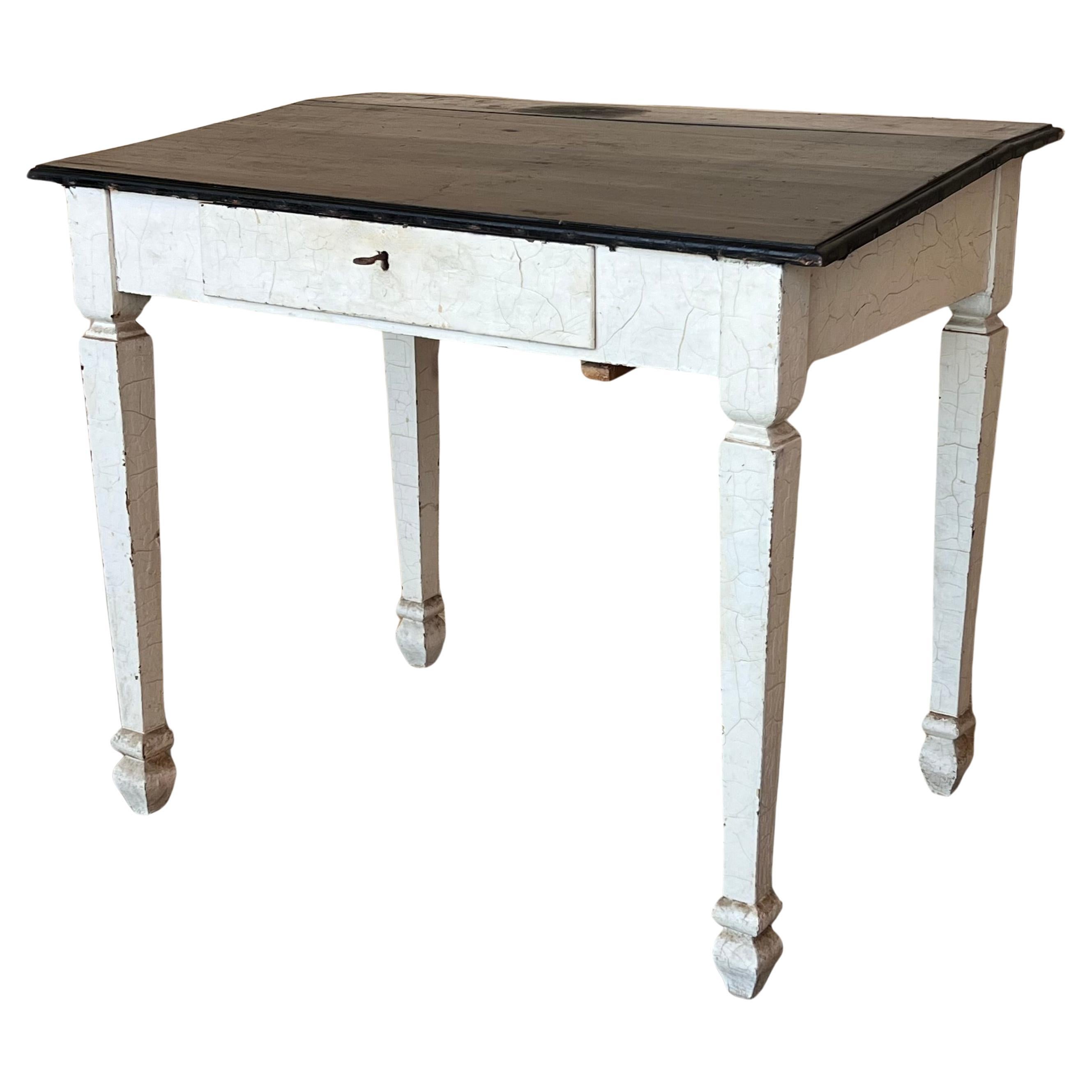 Black Ebonized Wood “Architect Desk” Table with drawer, France