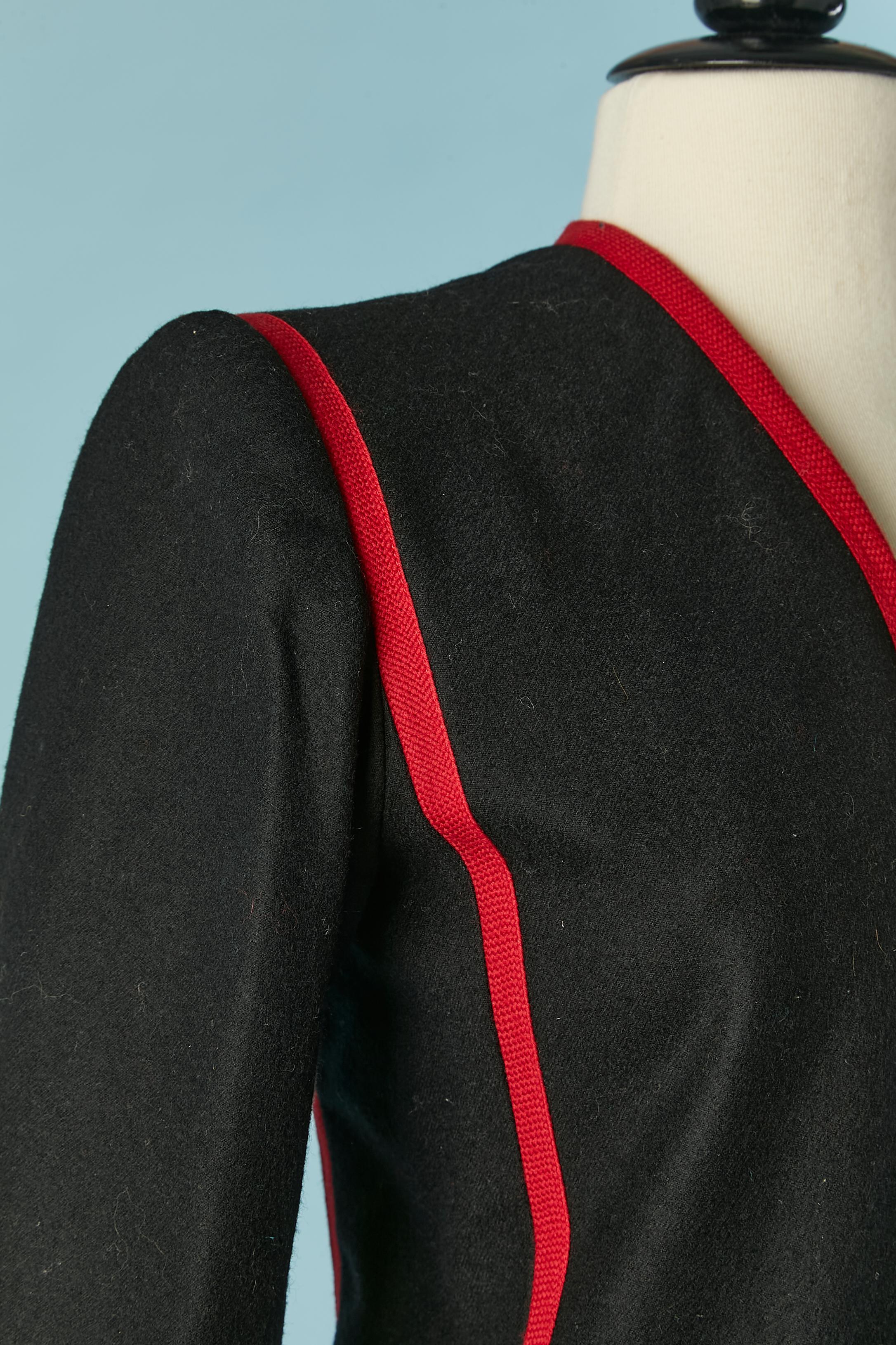 Nero Giacca boléro nera con bordi rossi Saint Laurent Rive Gauche in vendita