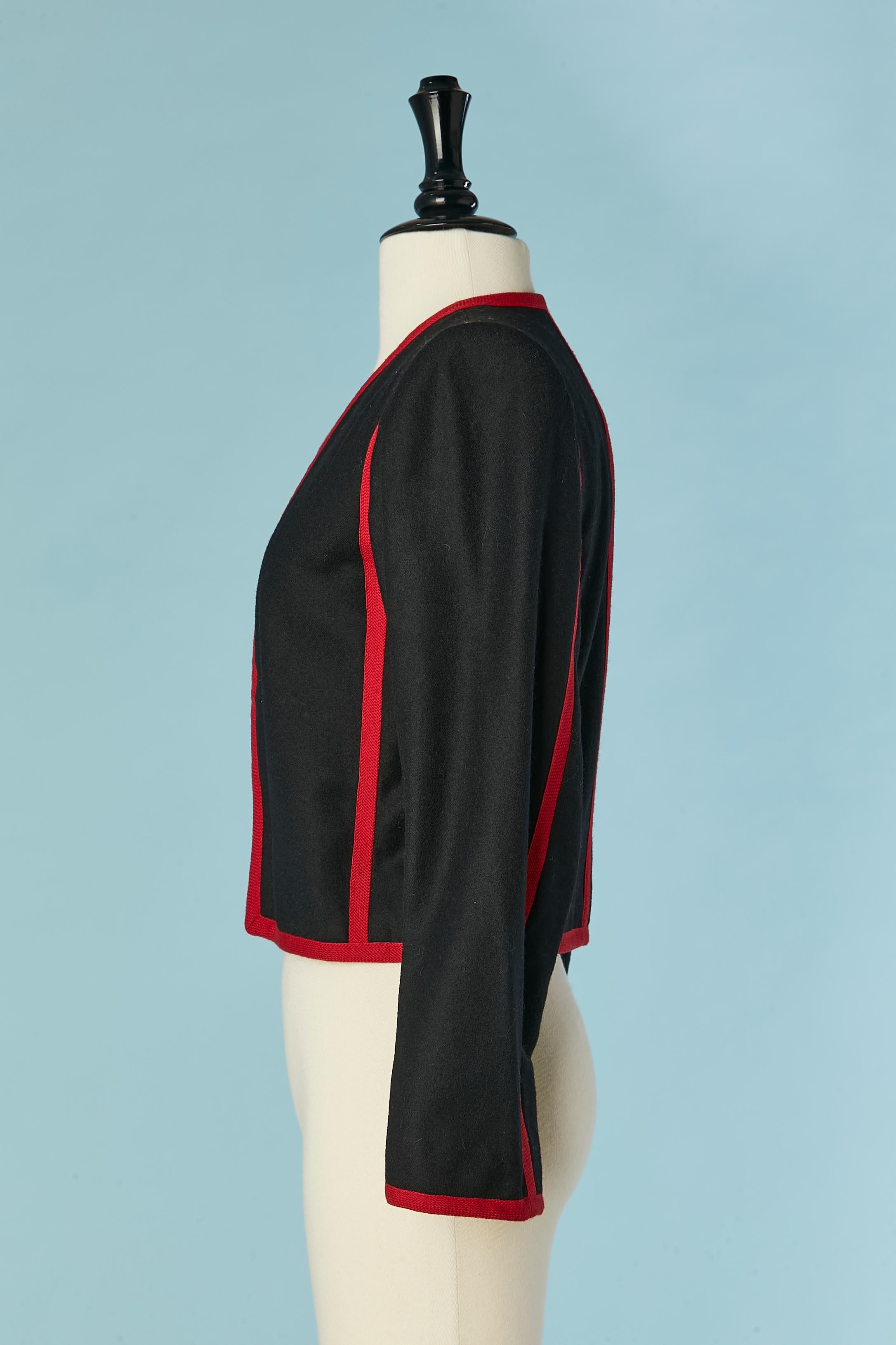 Giacca boléro nera con bordi rossi Saint Laurent Rive Gauche In condizioni ottime in vendita a Saint-Ouen-Sur-Seine, FR