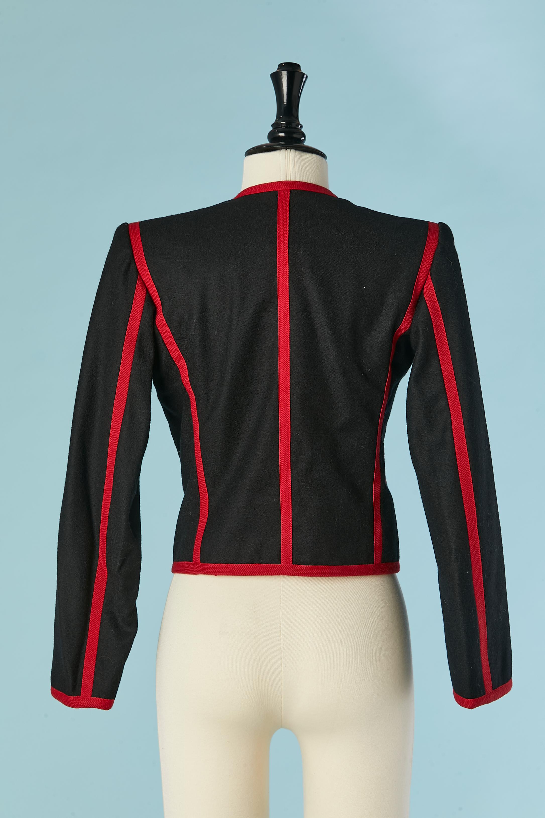 Donna Giacca boléro nera con bordi rossi Saint Laurent Rive Gauche in vendita