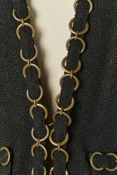 Black edge to edge jacket jacket with large chain edge CHANEL