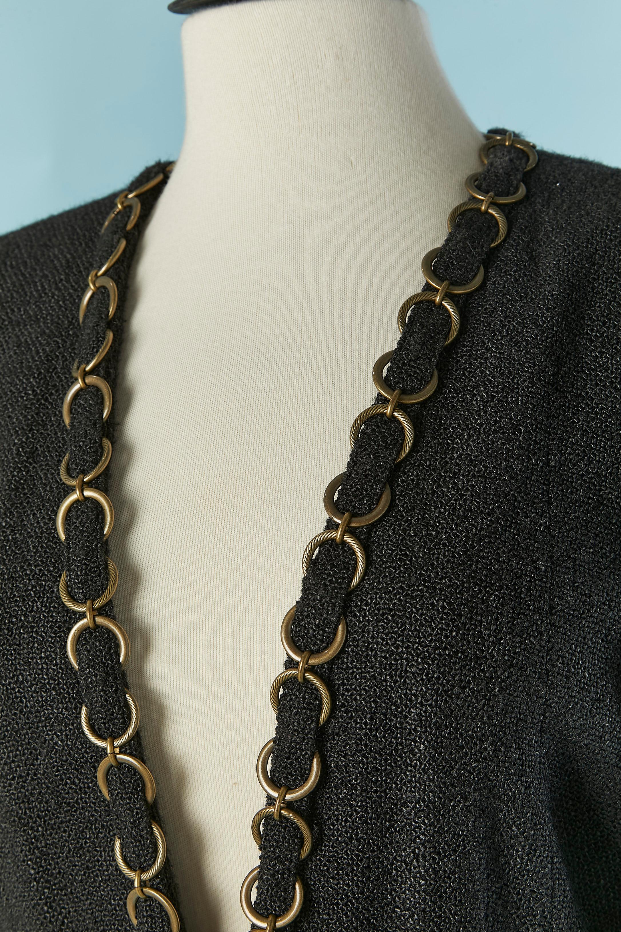 Black edge to edge jacket jacket with large chain edge CHANEL In Excellent Condition For Sale In Saint-Ouen-Sur-Seine, FR