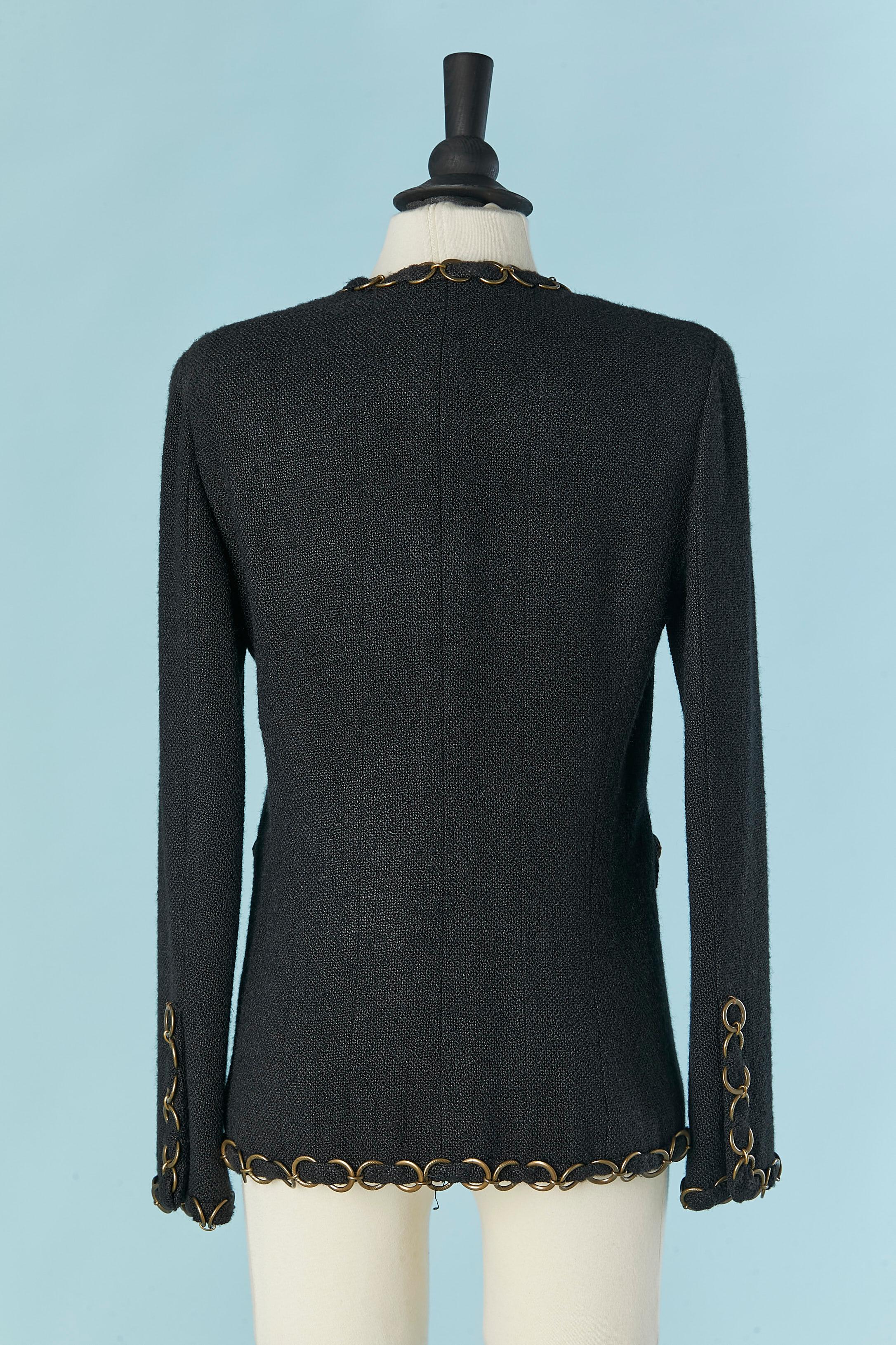 Black edge to edge jacket jacket with large chain edge CHANEL For Sale 3