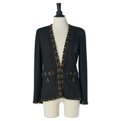 Black edge to edge jacket jacket with large chain edge CHANEL