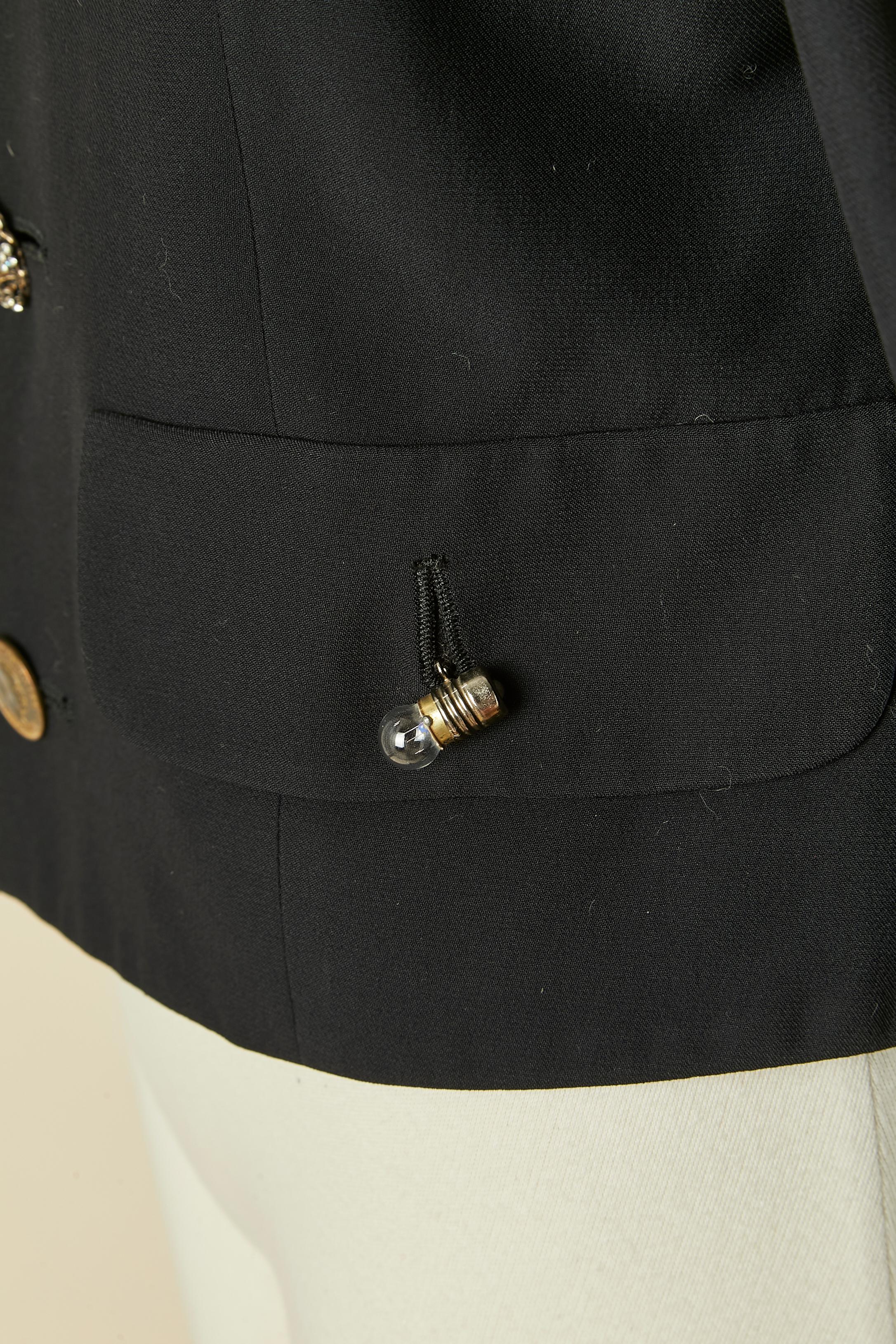 Black edge to edge jacket with mismatched buttons MOSCHINO For Sale 1