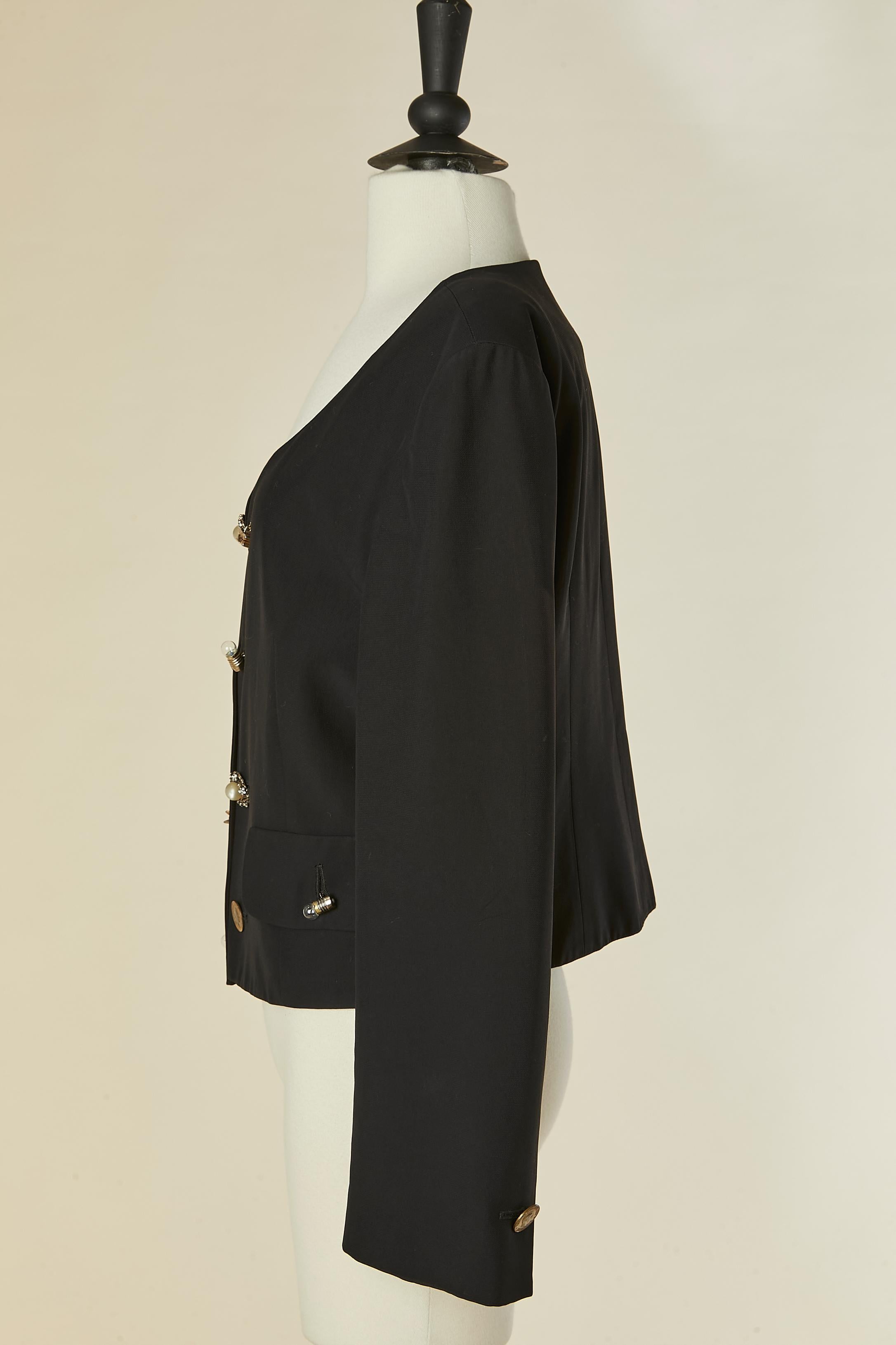 Black edge to edge jacket with mismatched buttons MOSCHINO For Sale 2