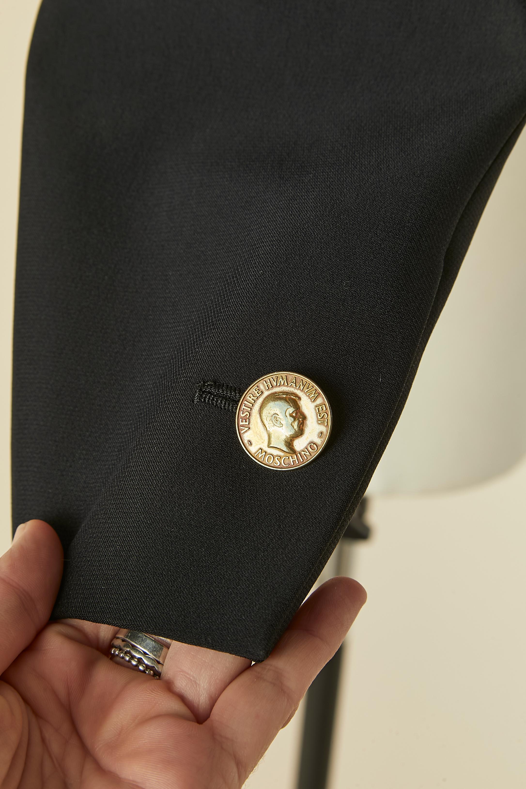 Black edge to edge jacket with mismatched buttons MOSCHINO For Sale 3