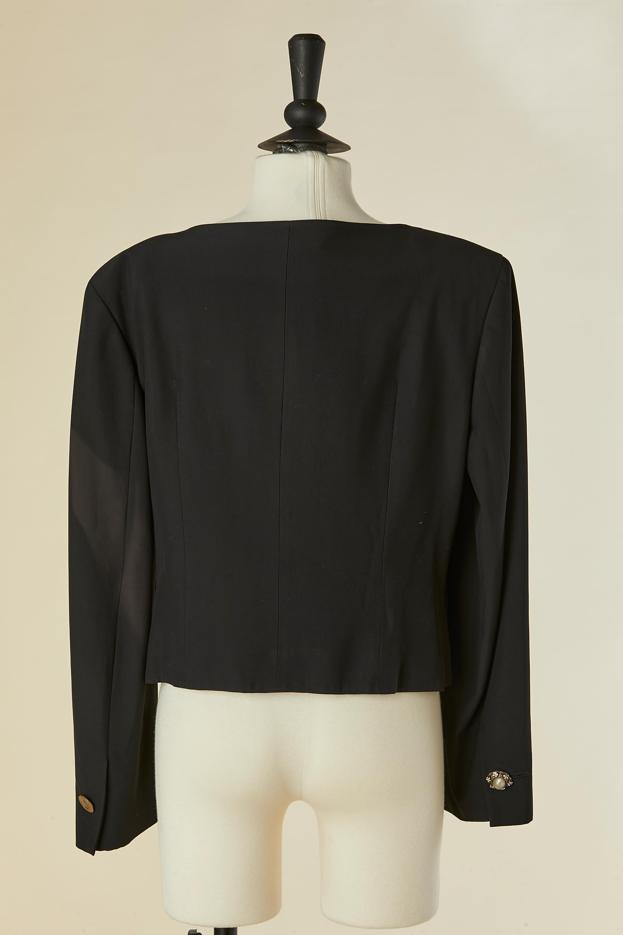 Black edge to edge jacket with mismatched buttons MOSCHINO For Sale 4