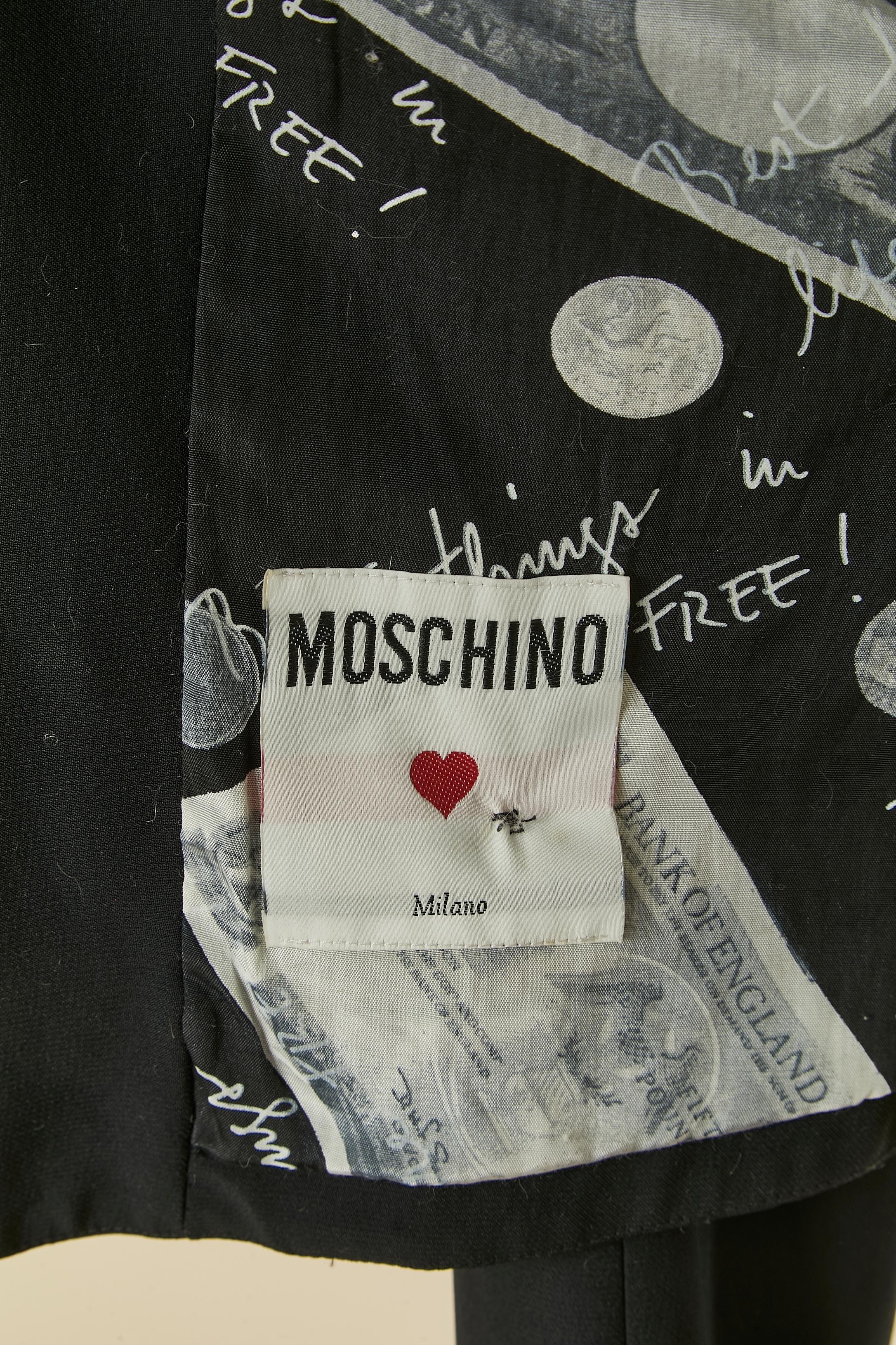 Black edge to edge jacket with mismatched buttons MOSCHINO For Sale 5