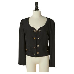 Schwarze Jacke von Rand zu Rand mit unpassenden Knöpfen MOSCHINO