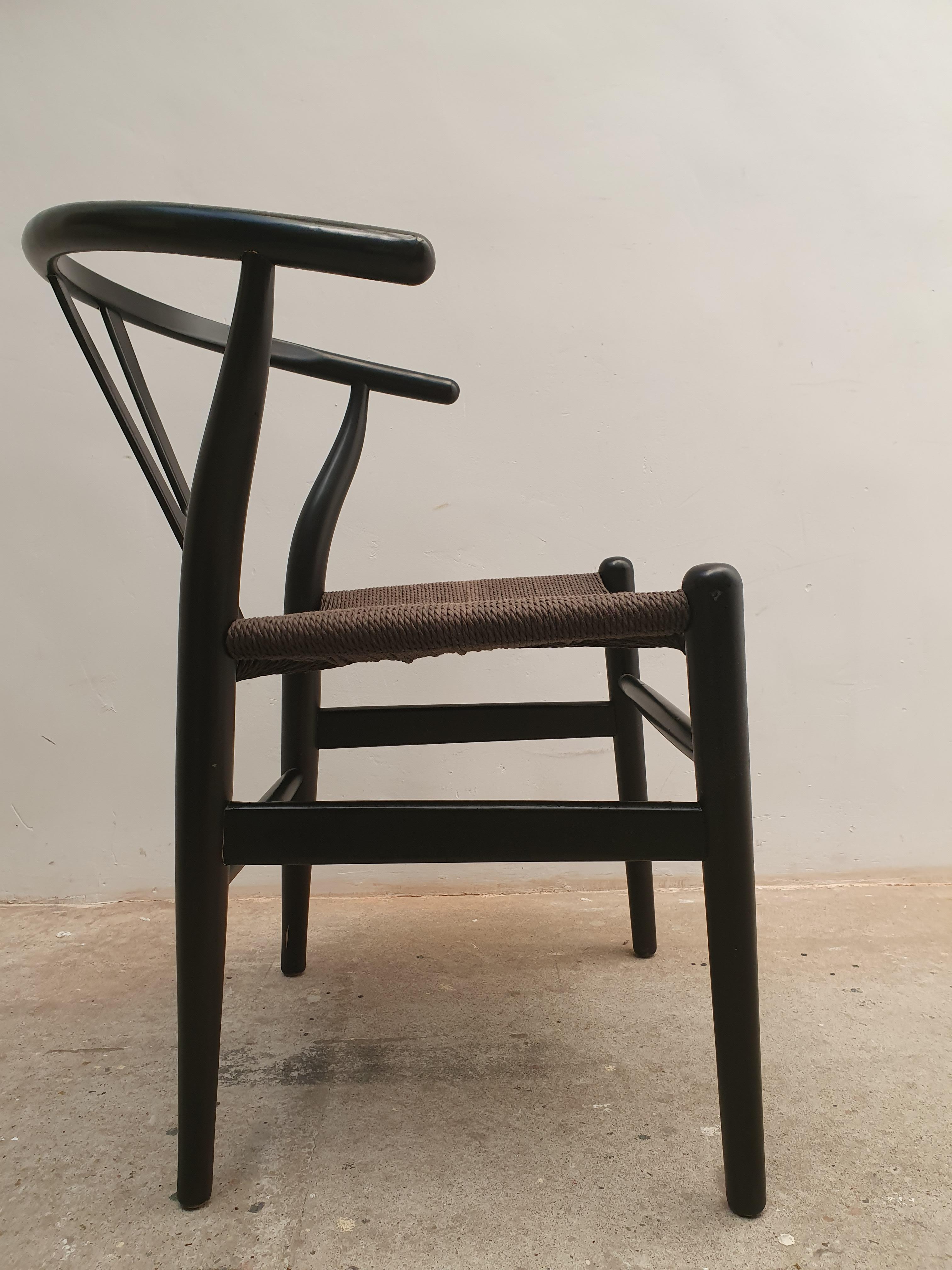 Scandinavian Modern Black Edition Wishbone Chair CH24, 1980s