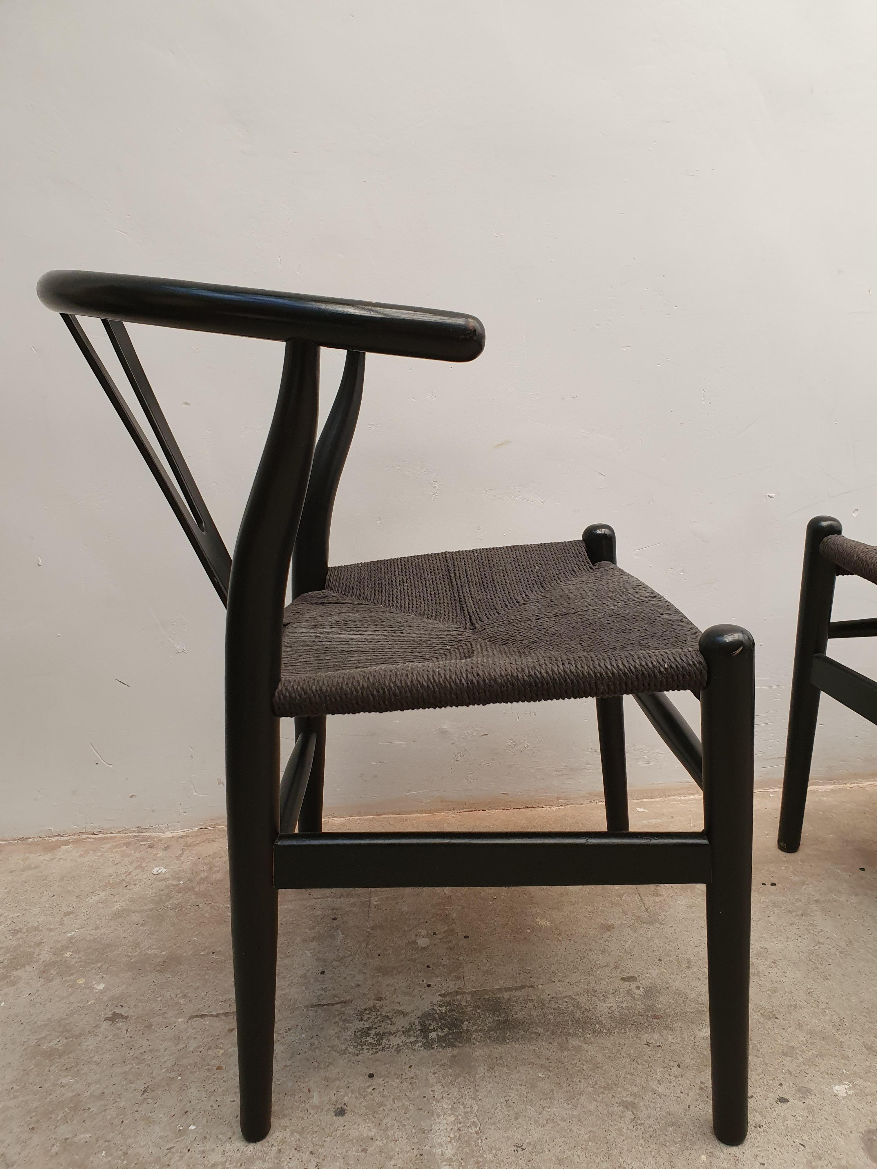 Danish Black Edition Wishbone Chair CH24, 1980s