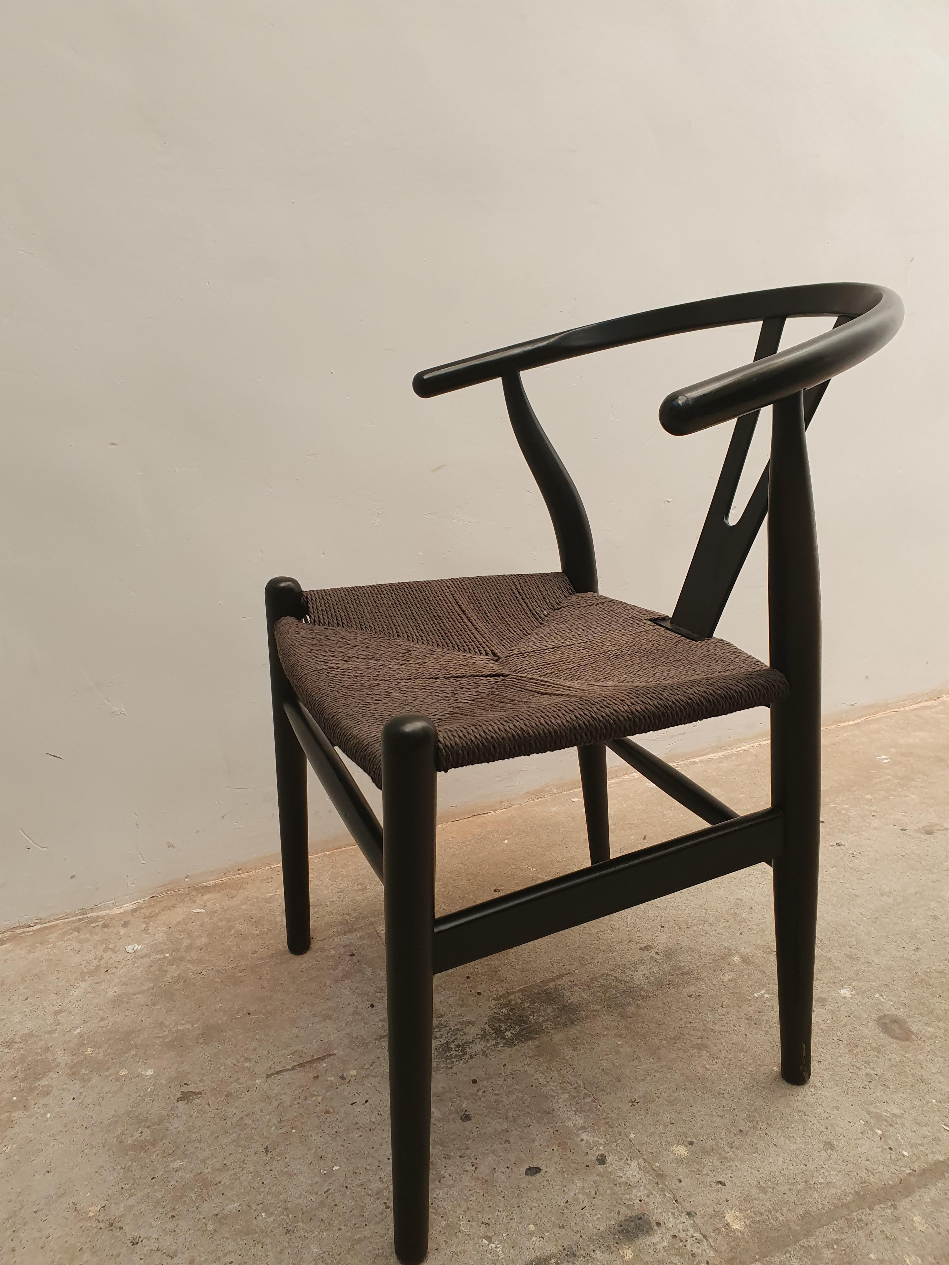 Hand-Crafted Black Edition Wishbone Chair CH24, 1980s