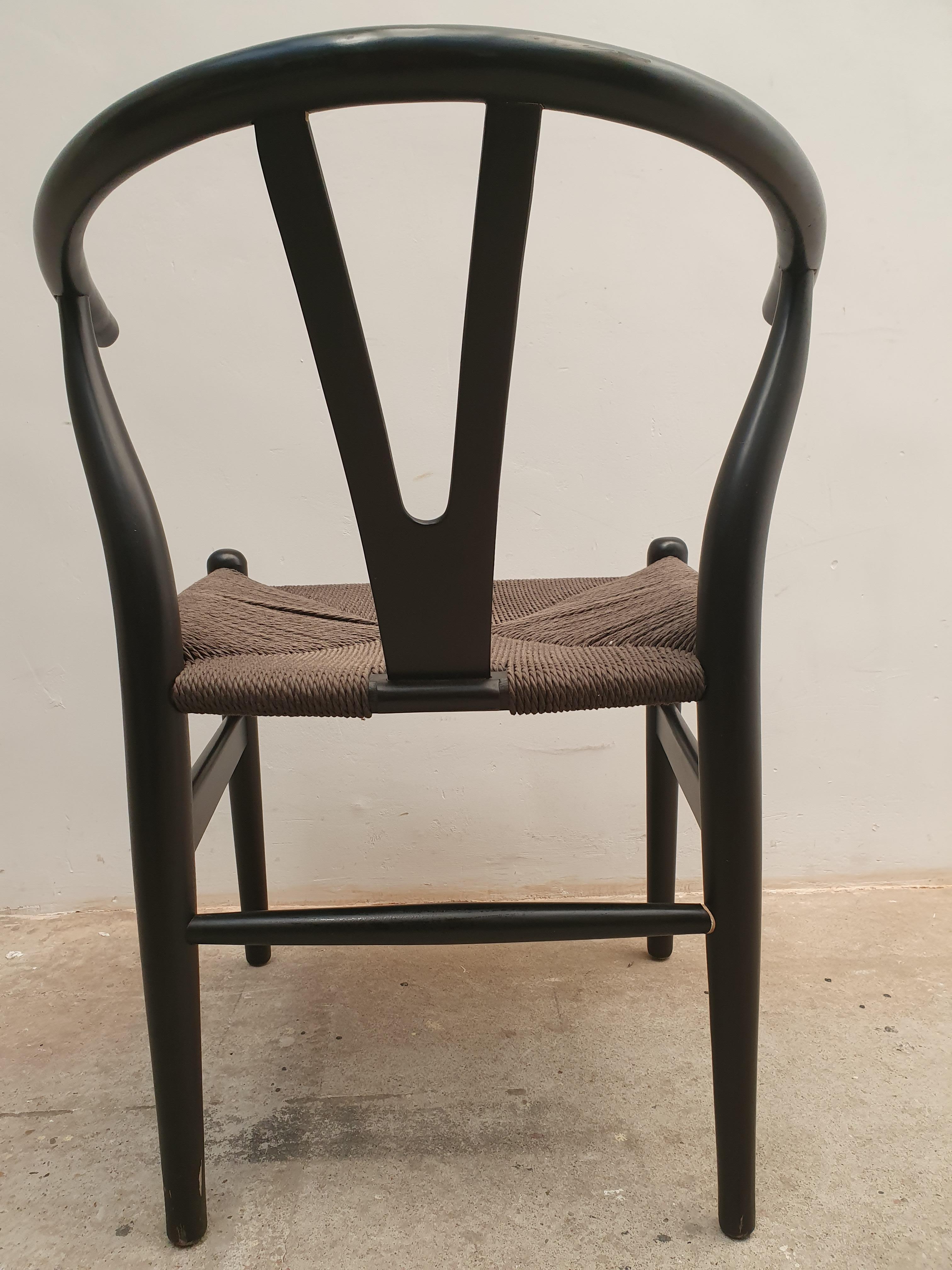 Black Edition Wishbone Chair CH24, 1980s In Fair Condition In Antwerp, BE