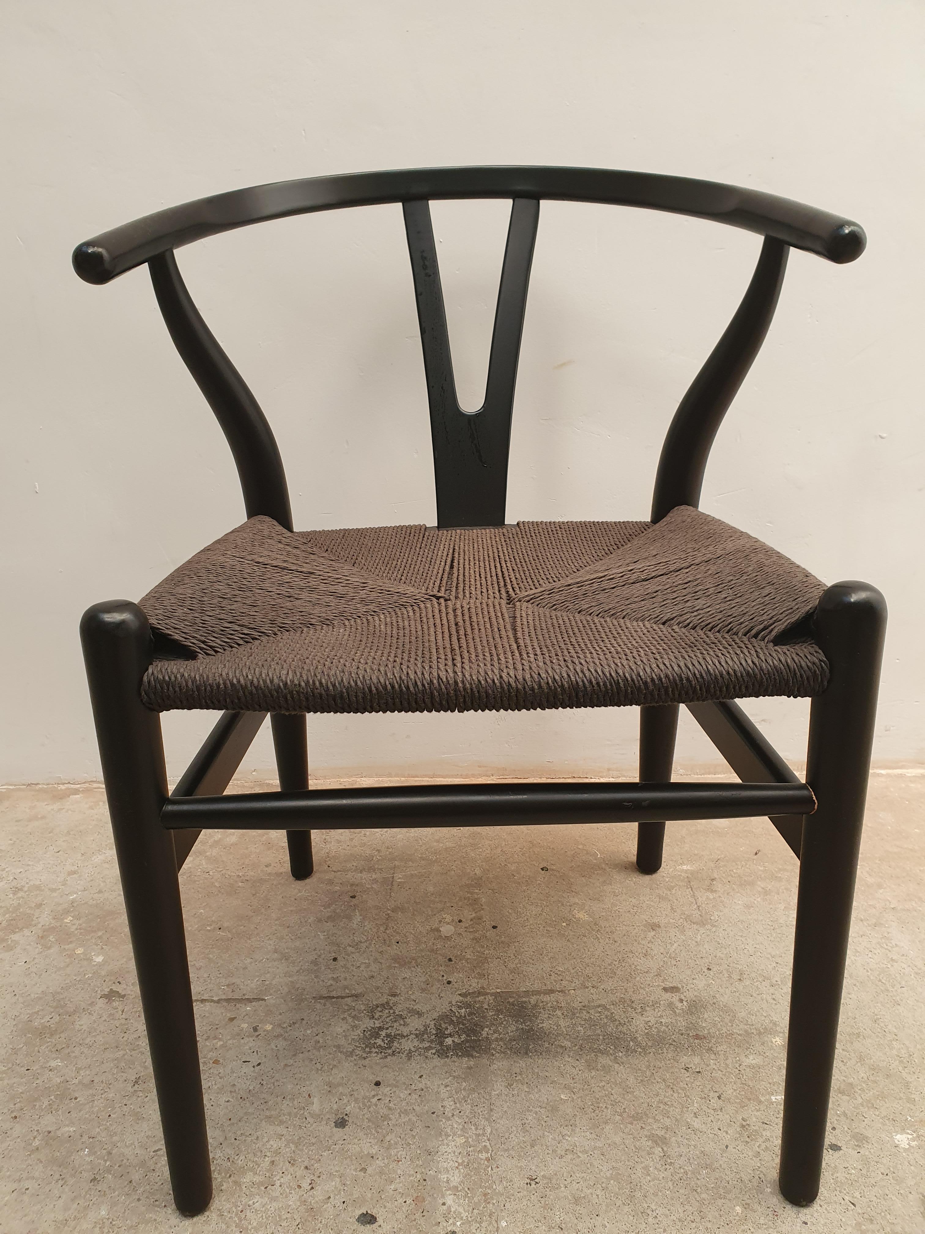 Late 20th Century Black Edition Wishbone Chair CH24, 1980s