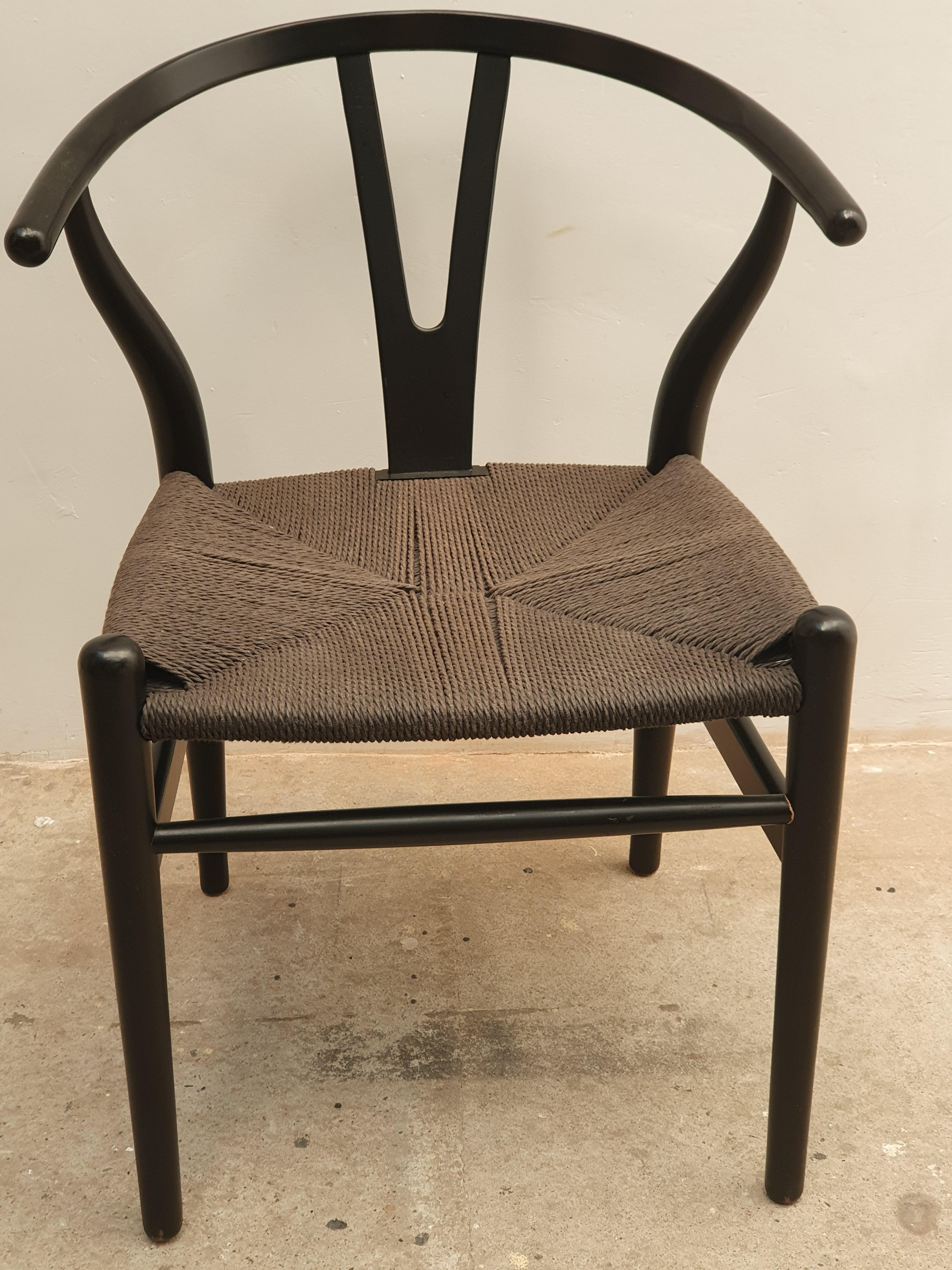 Lacquer Black Edition Wishbone Chair CH24, 1980s
