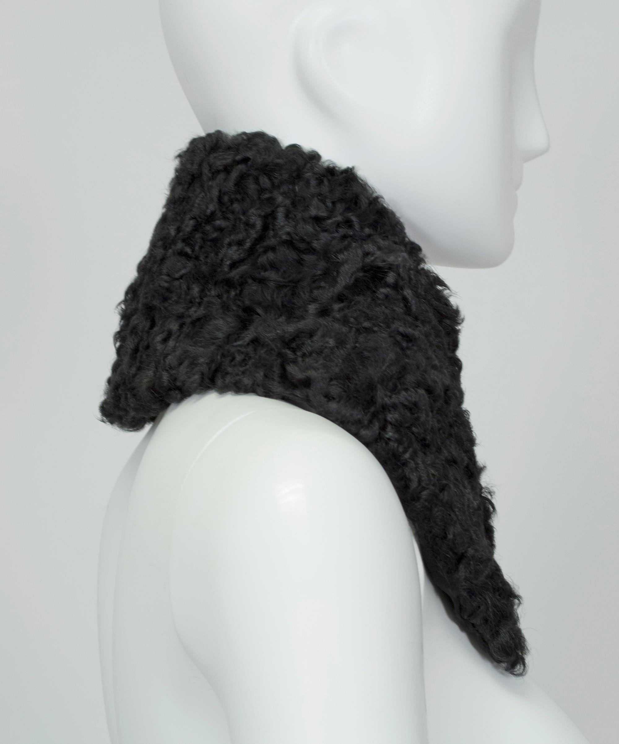 Collar negro eduardiano de cordero persa rizado Fichu Van Dyke - talla única, 1900 Negro en venta