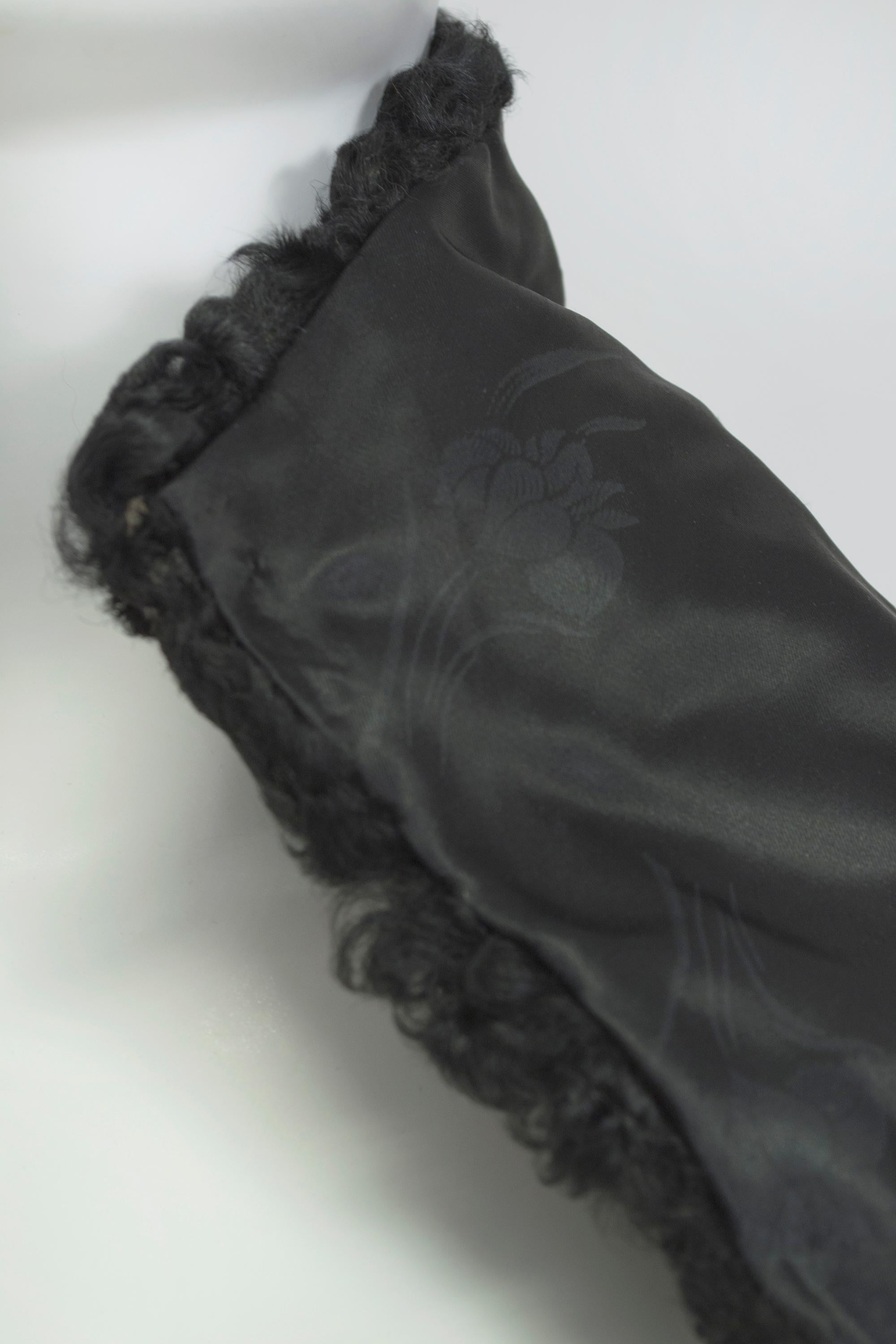 Collar negro eduardiano de cordero persa rizado Fichu Van Dyke - talla única, 1900 en venta 1